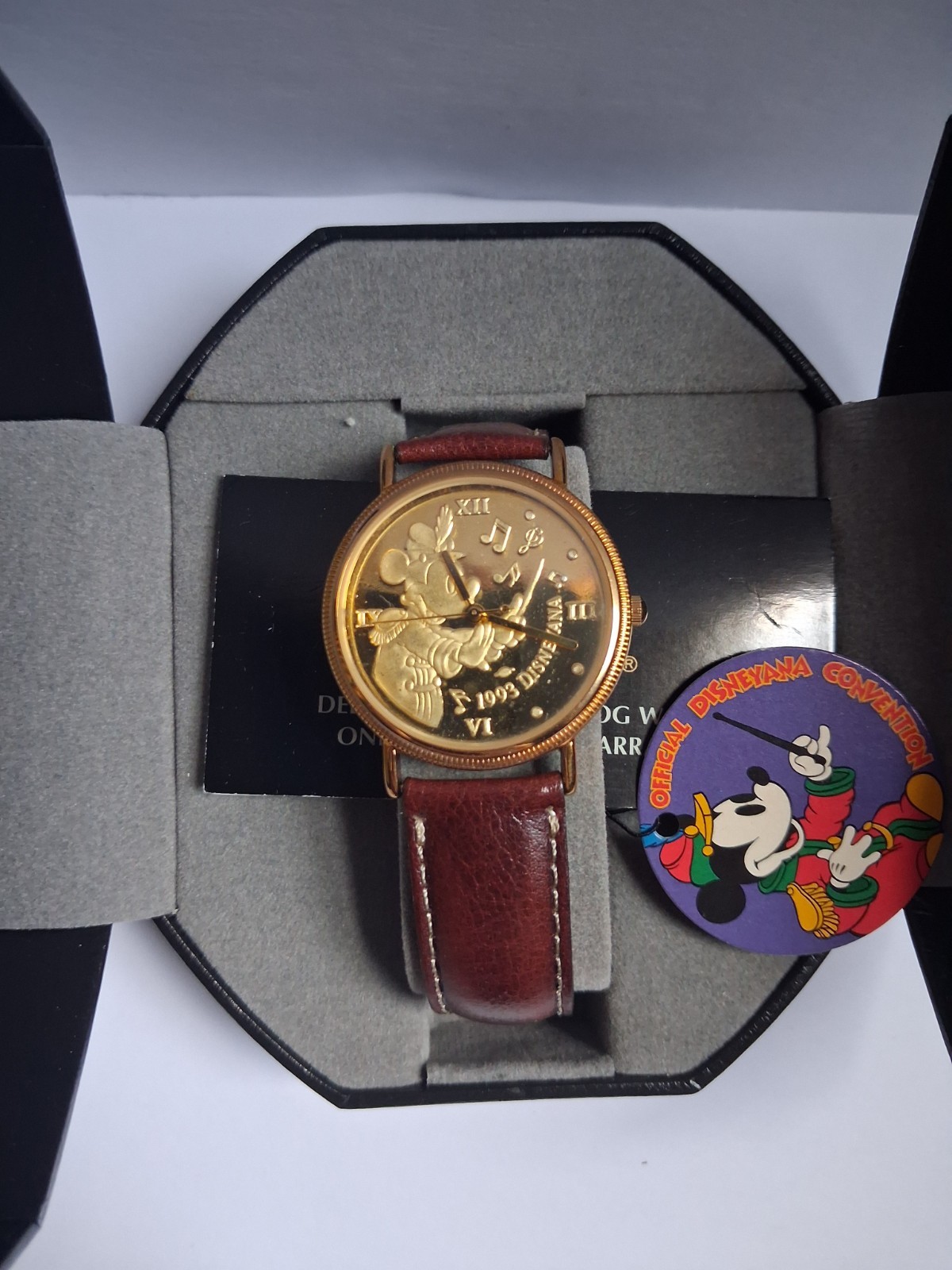 DISNEY 1993 Disneyana Convention Mickey Mouse Bandleader Watch w/ Box- NOS