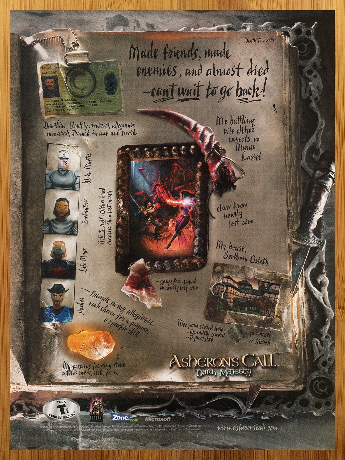 2002 Asheron's Call Dark Majesty PC Vintage Print Ad/Poster Video Game Promo Art