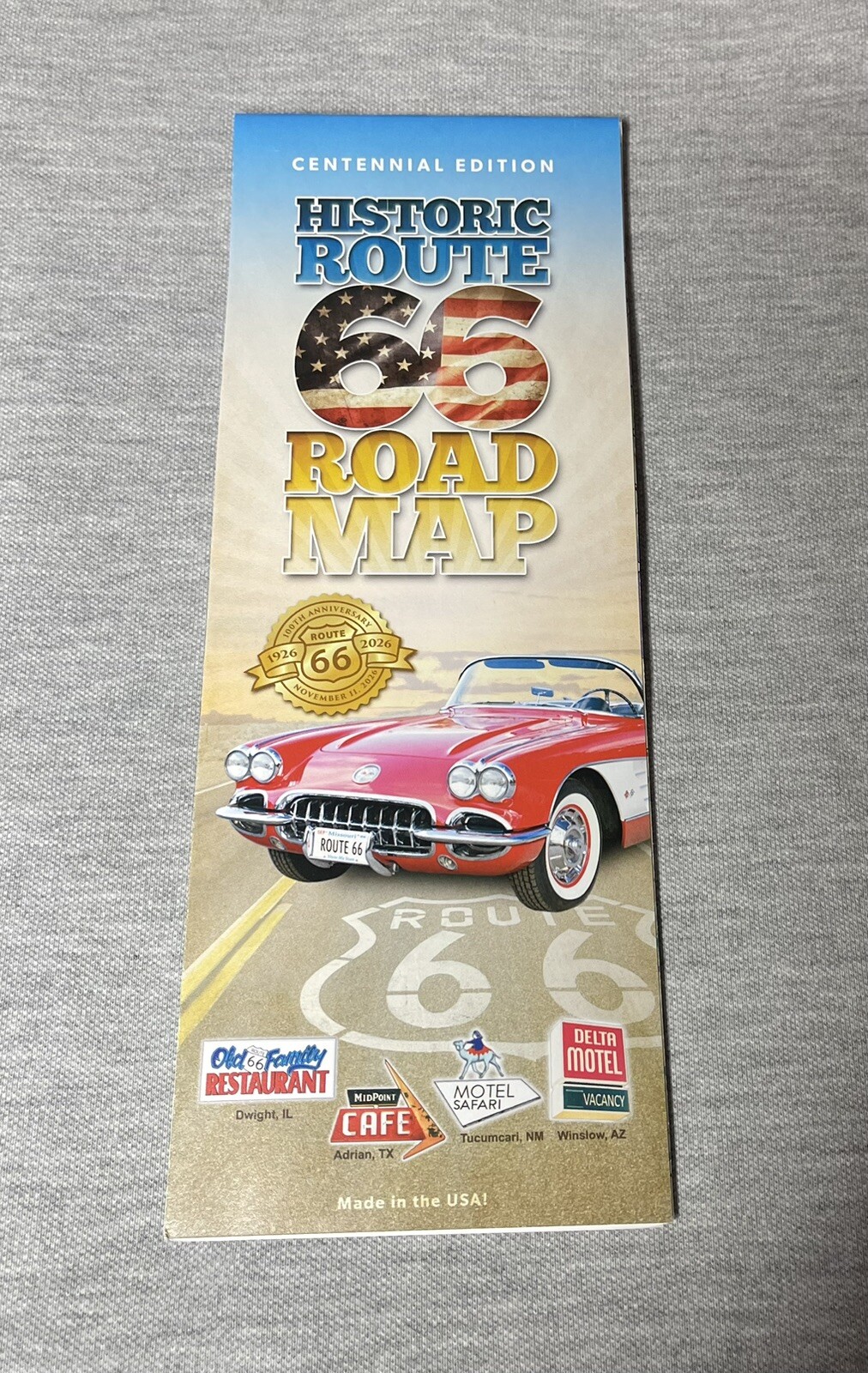 HISTORIC ROUTE 66 TRAVEL ROAD MAP Chicago To LA 2026 100th ANNIVERSARY EDITION
