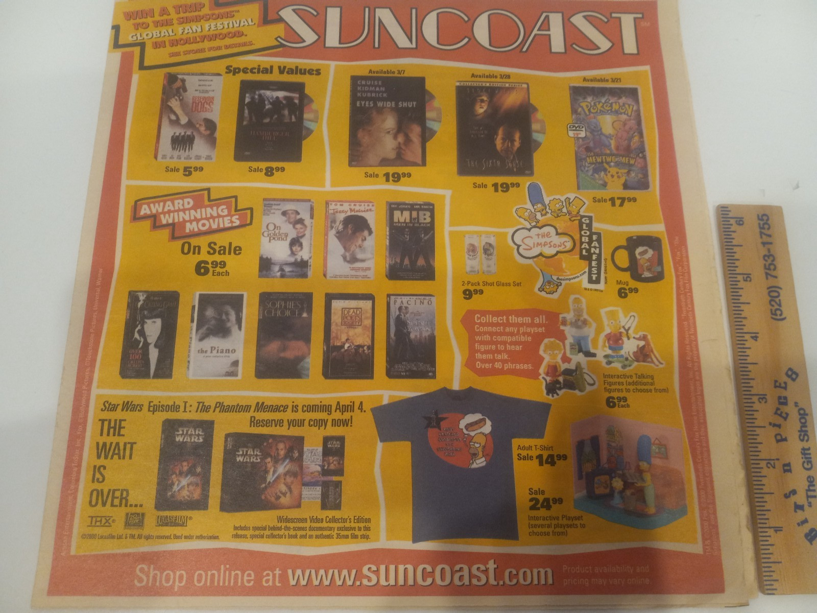 Suncoast Motion Picture Co. Video Store Flyer from 2000. Early Video Store Paper