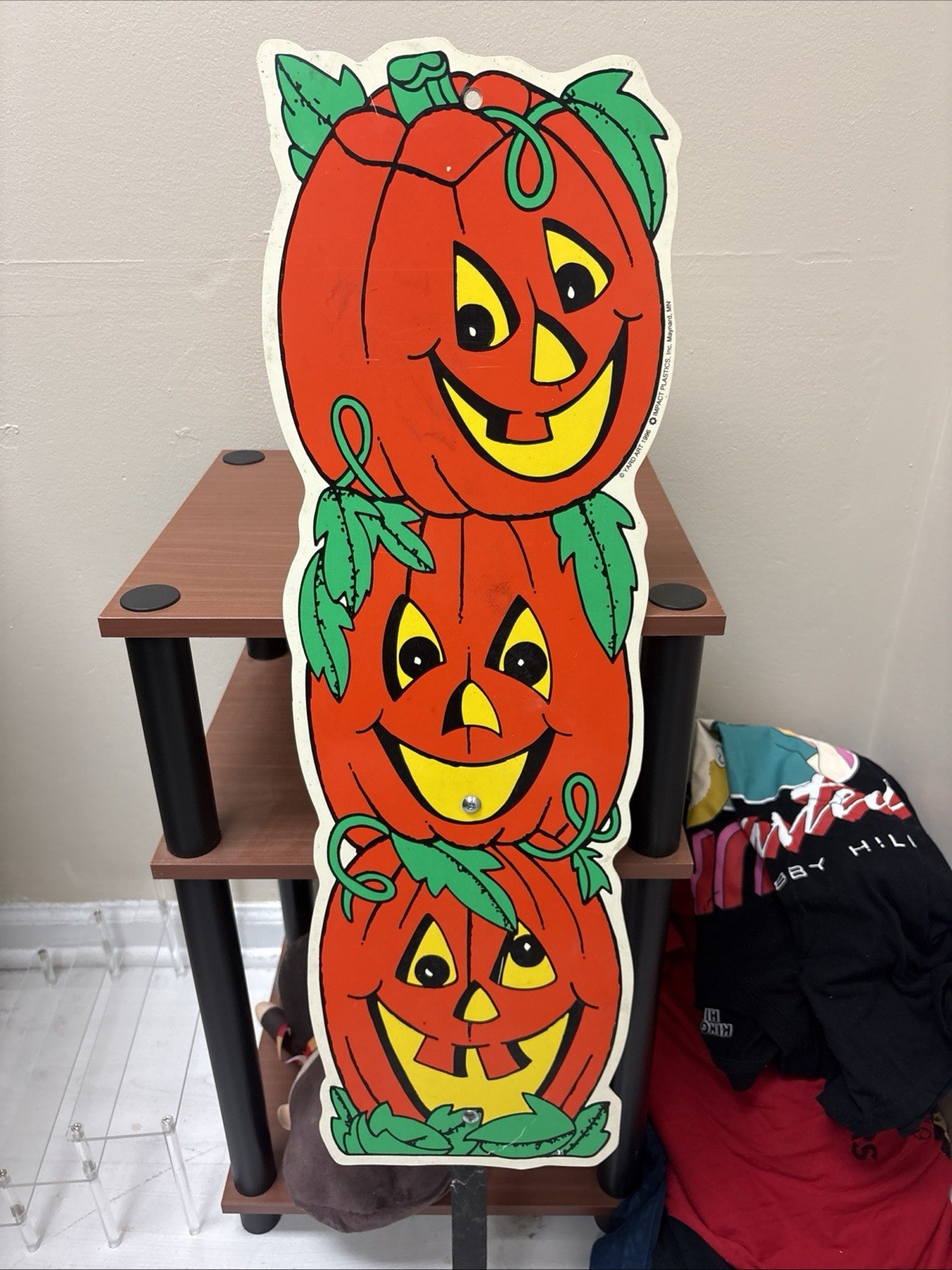 Vintage 1996 Yard Art 3 Jackolantern Sign Impact Plastics Halloween Decor Rare 