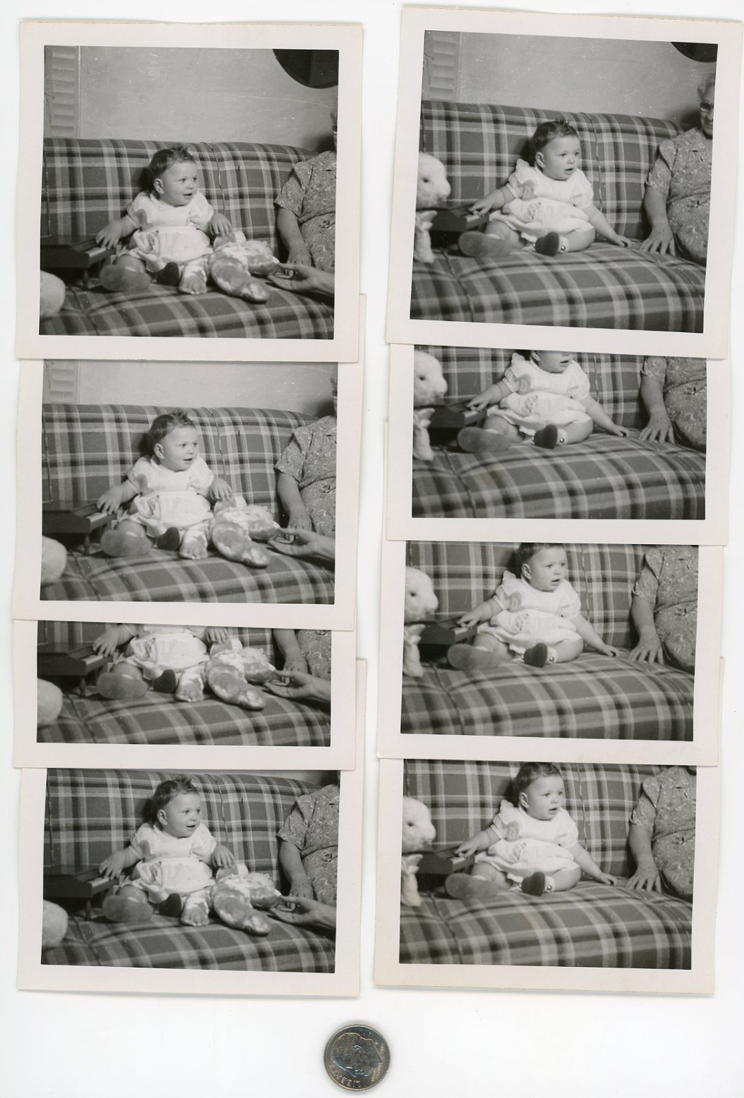 (2) Vintage 1950\'s photos (8 copies) / MAD BAD BLABY with Toy Piano & Teddy Bear