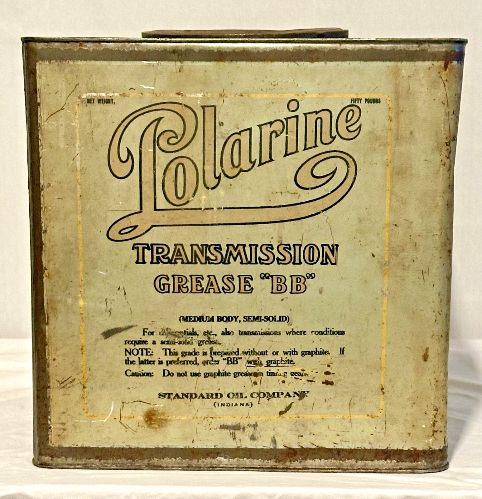 Polarine Transmission Grease BB Oil Can , Standard Oil Company, Indiana.