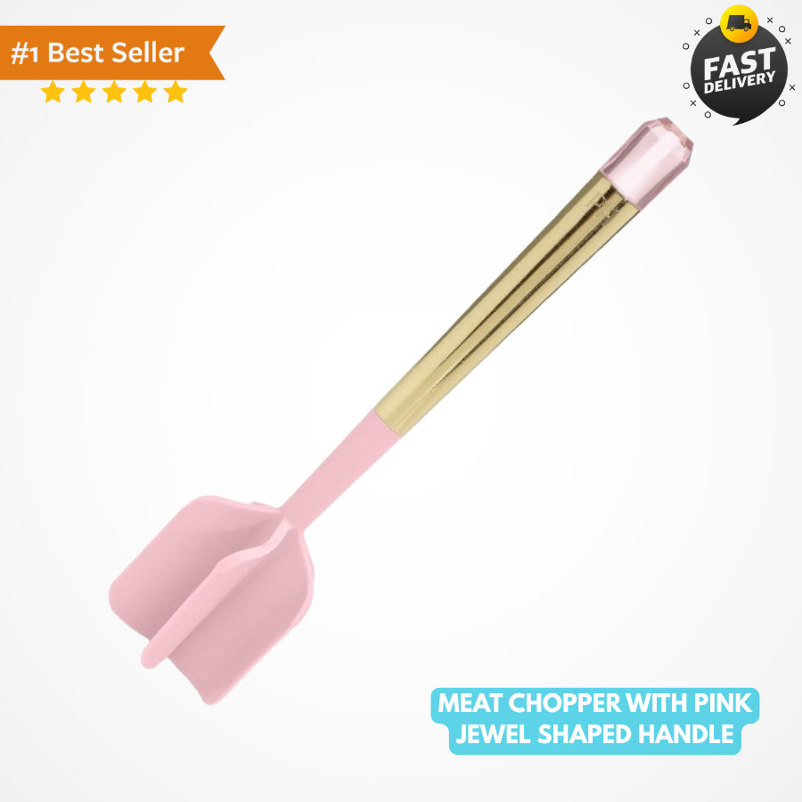 Meat Chopper with Pink Jewel Shaped Handle, Heat-Resistant up to 400°F, Dishw...