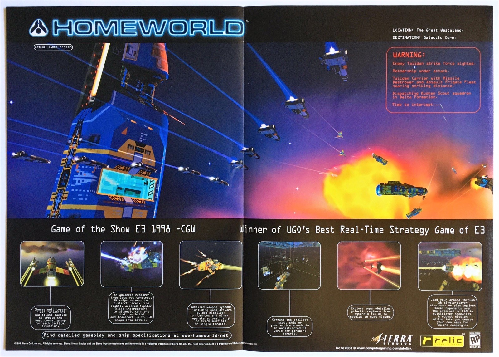 Homeworld - PC Game - Vintage Original Fold Out Poster Relic Promo Art 1999