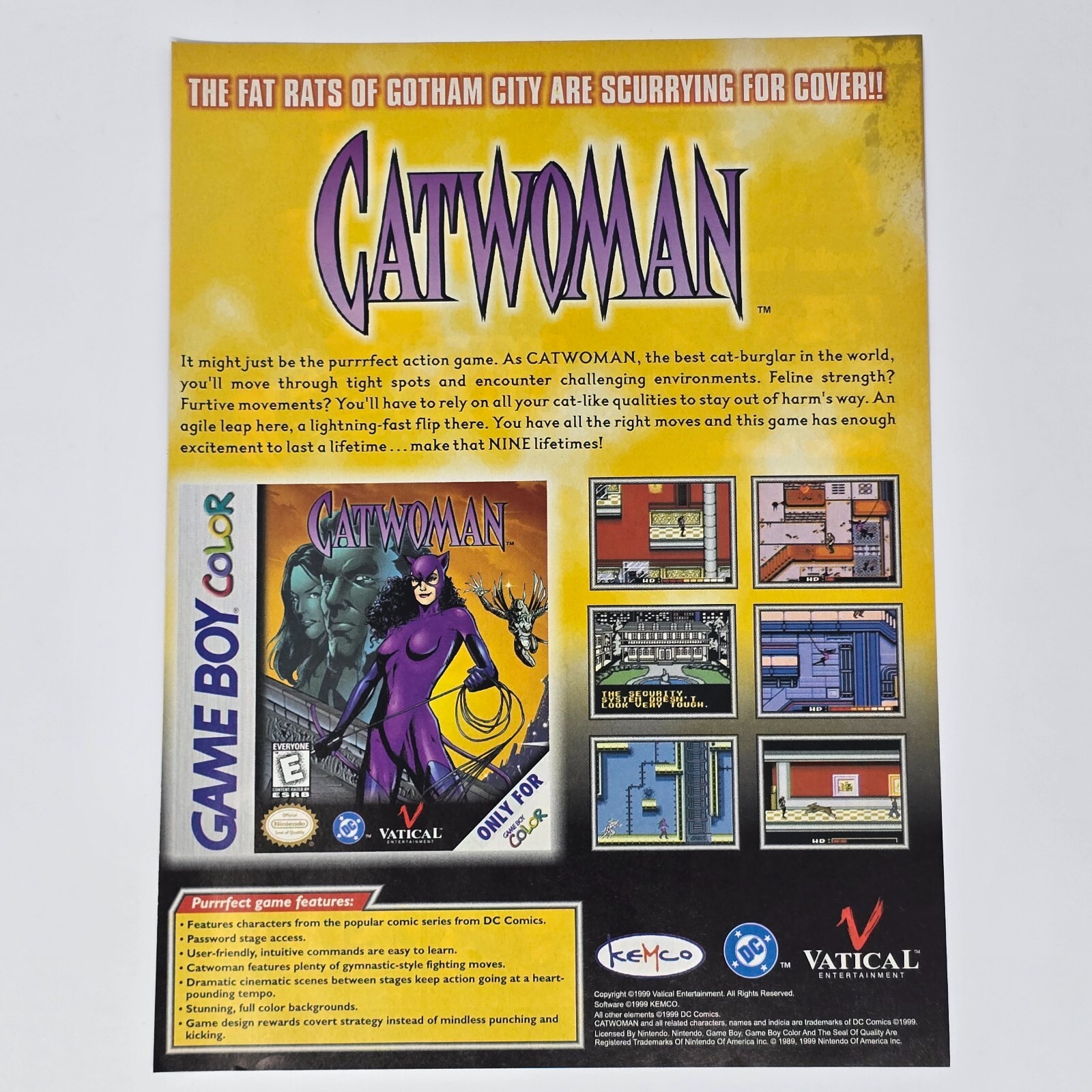 Catwoman Nintendo GameBoy Color Fat Rats Print Ad/Poster Official Promo Art