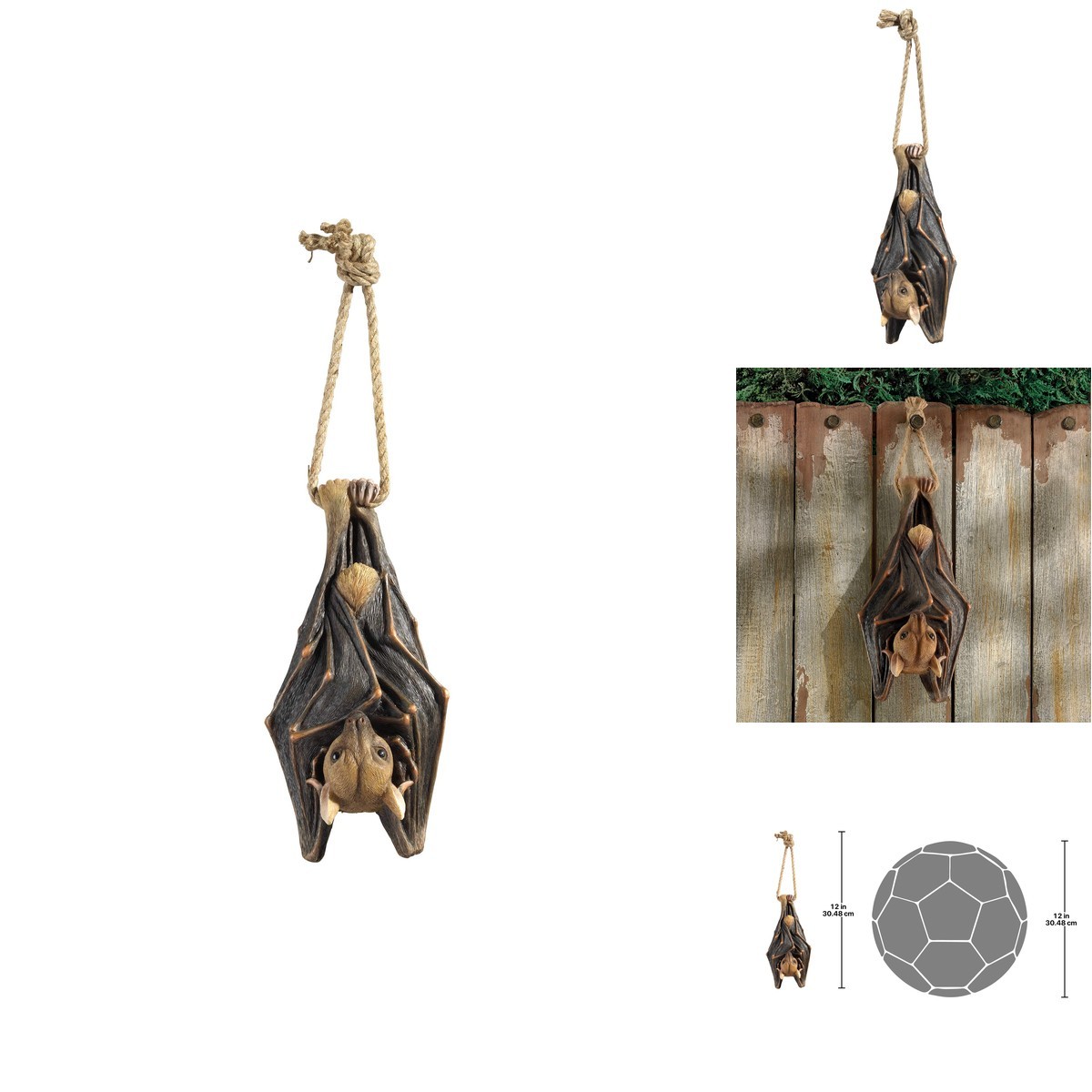 Design Toscano QM28985 Vampire Bat Hanging Mega Bat Sculpture Full Color
