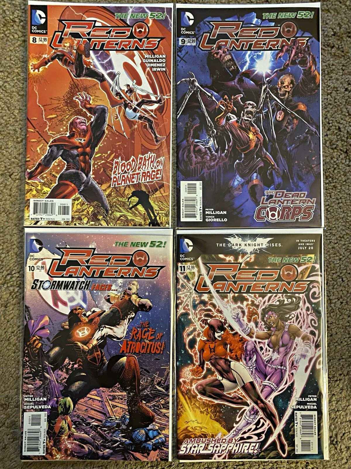 DC Comics Red Lanterns #8-11 The New 52 Comic Book Lot, Milligan