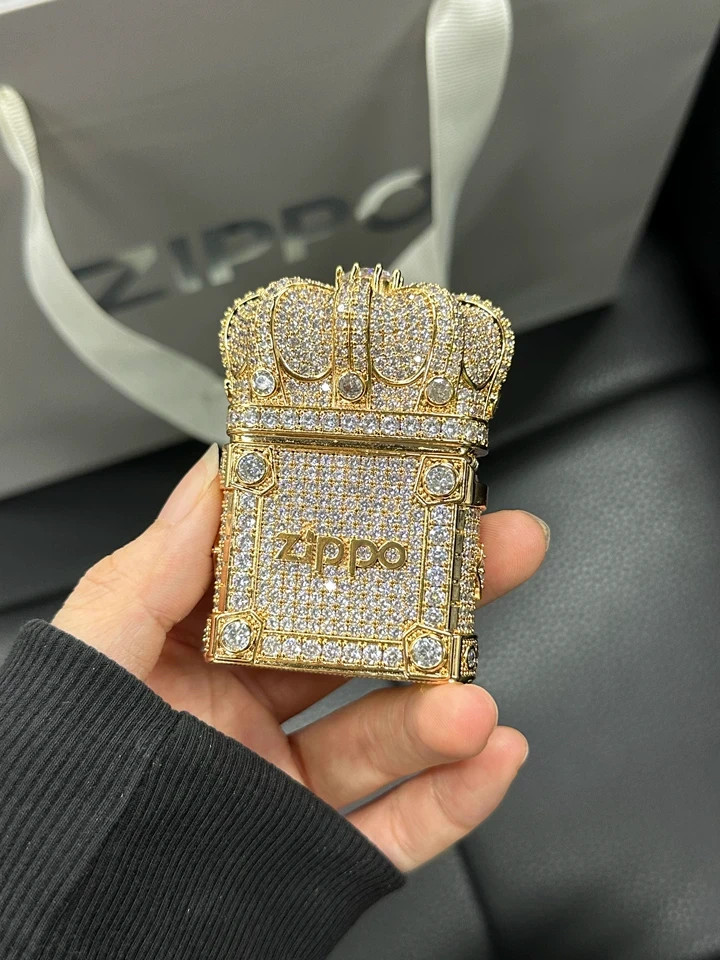 Genuine Zippo Windproof Lighter – Luxury Crown Design – Full Crystal
