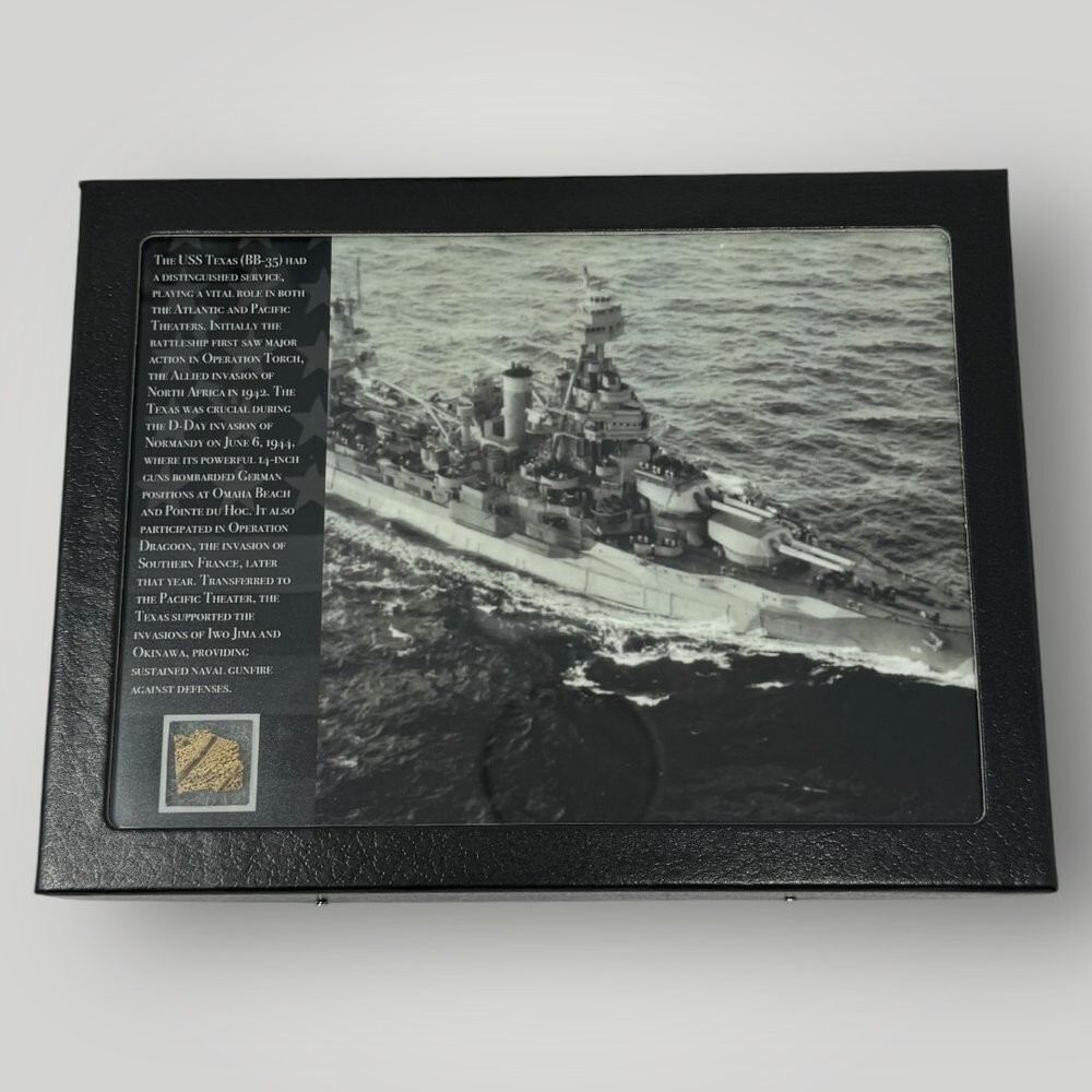 Rare WWII USS Texas BB-35 Main Wood Deck Fragment D-Day U.S. Navy Display