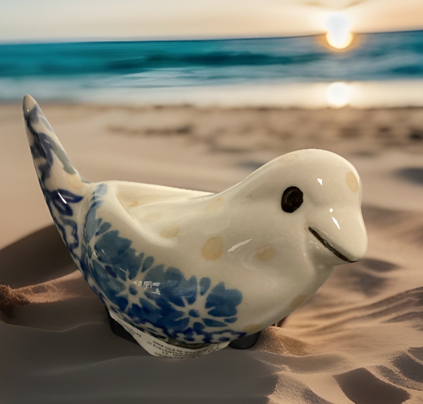 New w/tag Polish Ceramic Bird Ceramica Artystyczna Boleslawiec Figurine
