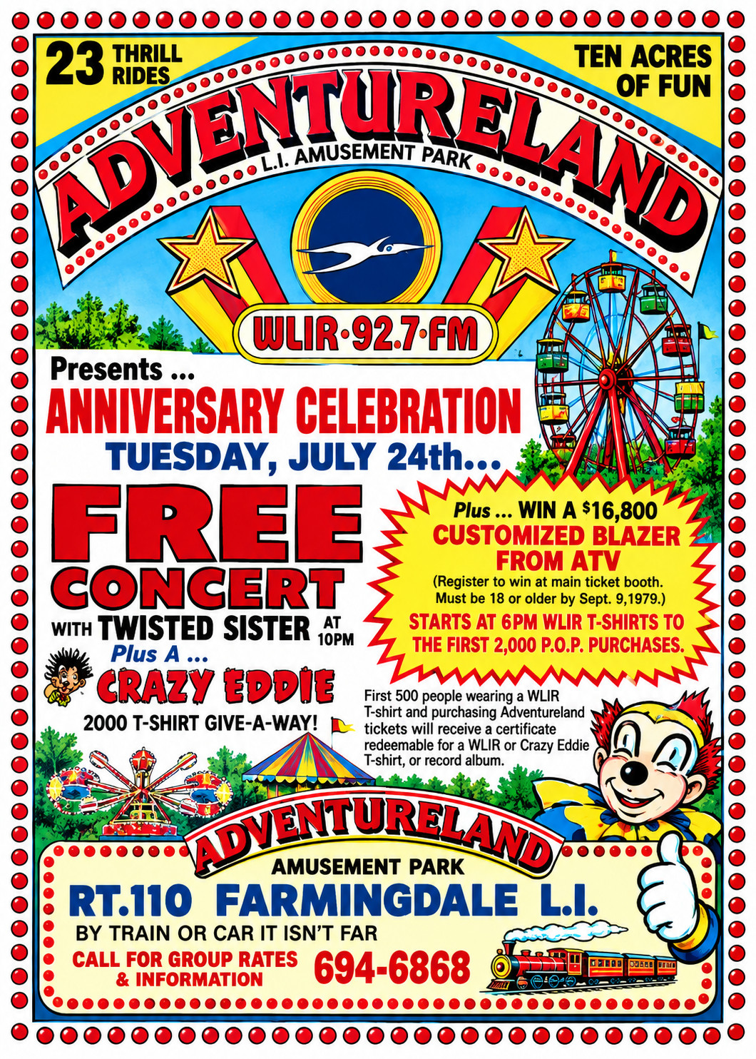Vintage Adventureland Amusement Park Ad Magnet - Farmingdale, New York