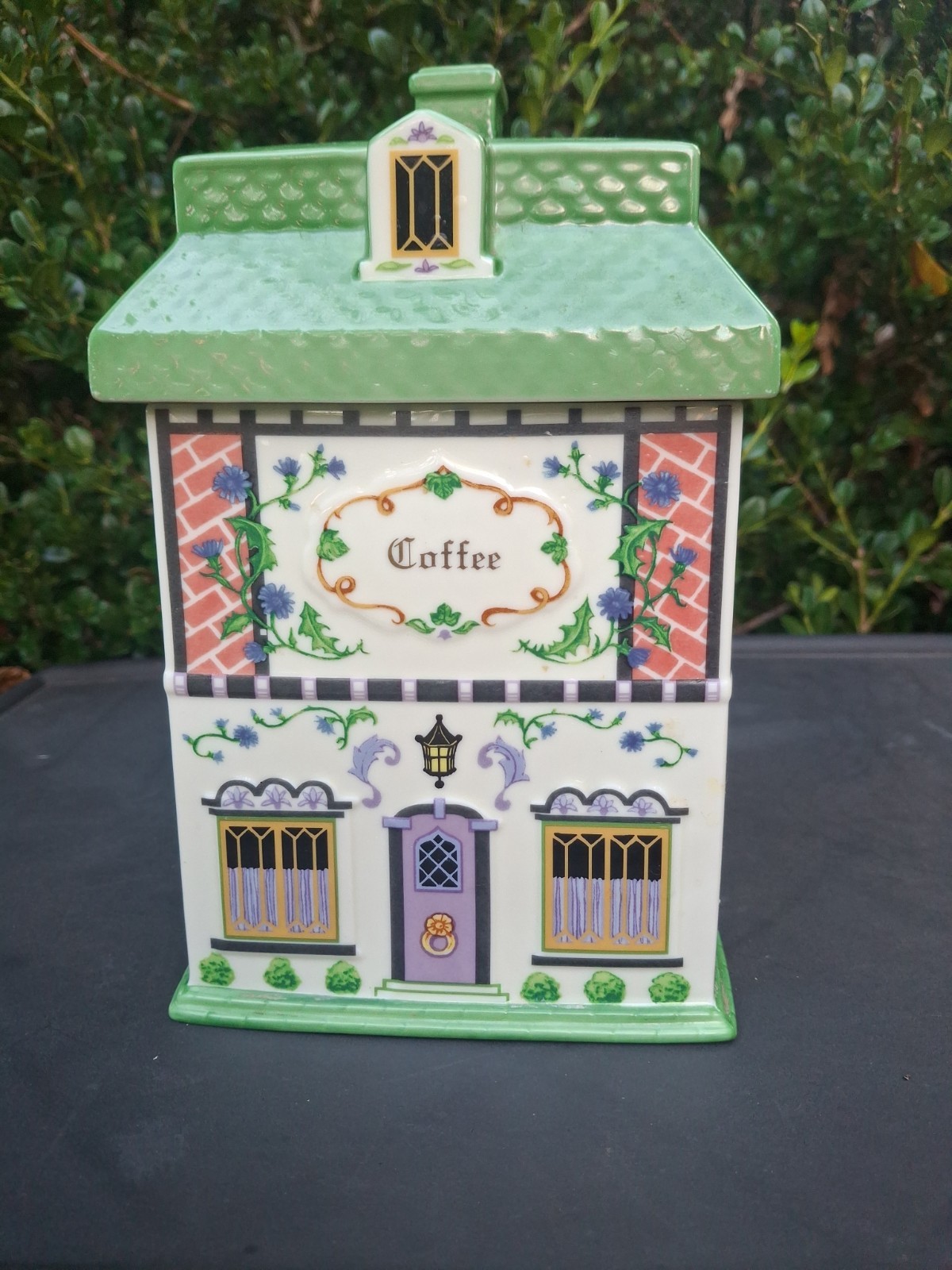 1995 Vtg Lenox Canterbury Crossing Coffee Porcelain Canister  W/Lid 8.5