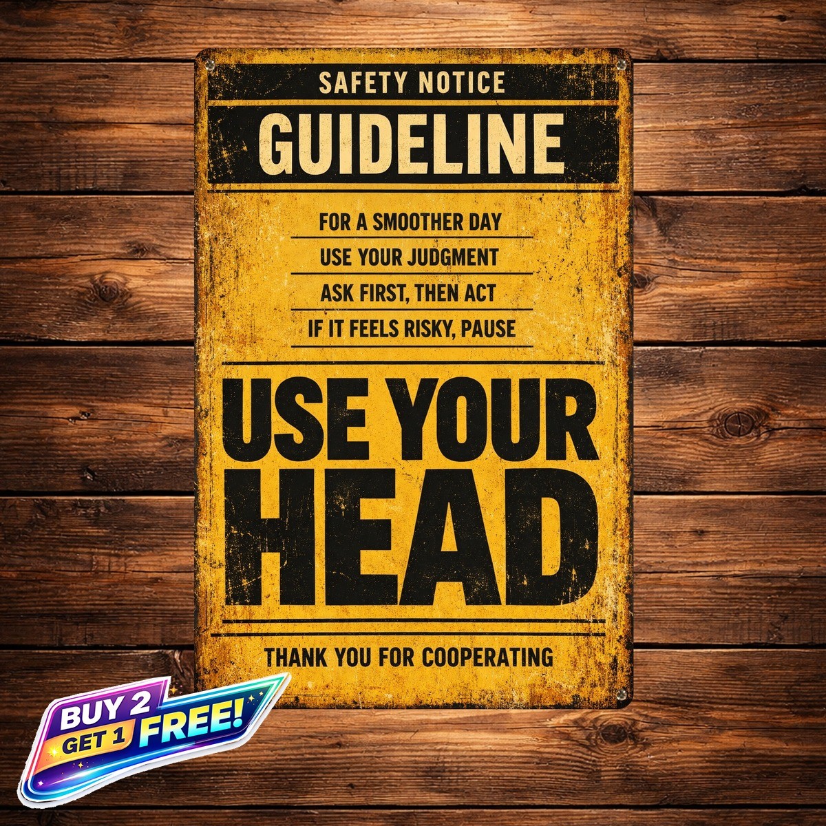 Health and Safety Common Sense Policy Funny Bar Metal Tin Sign 8x12