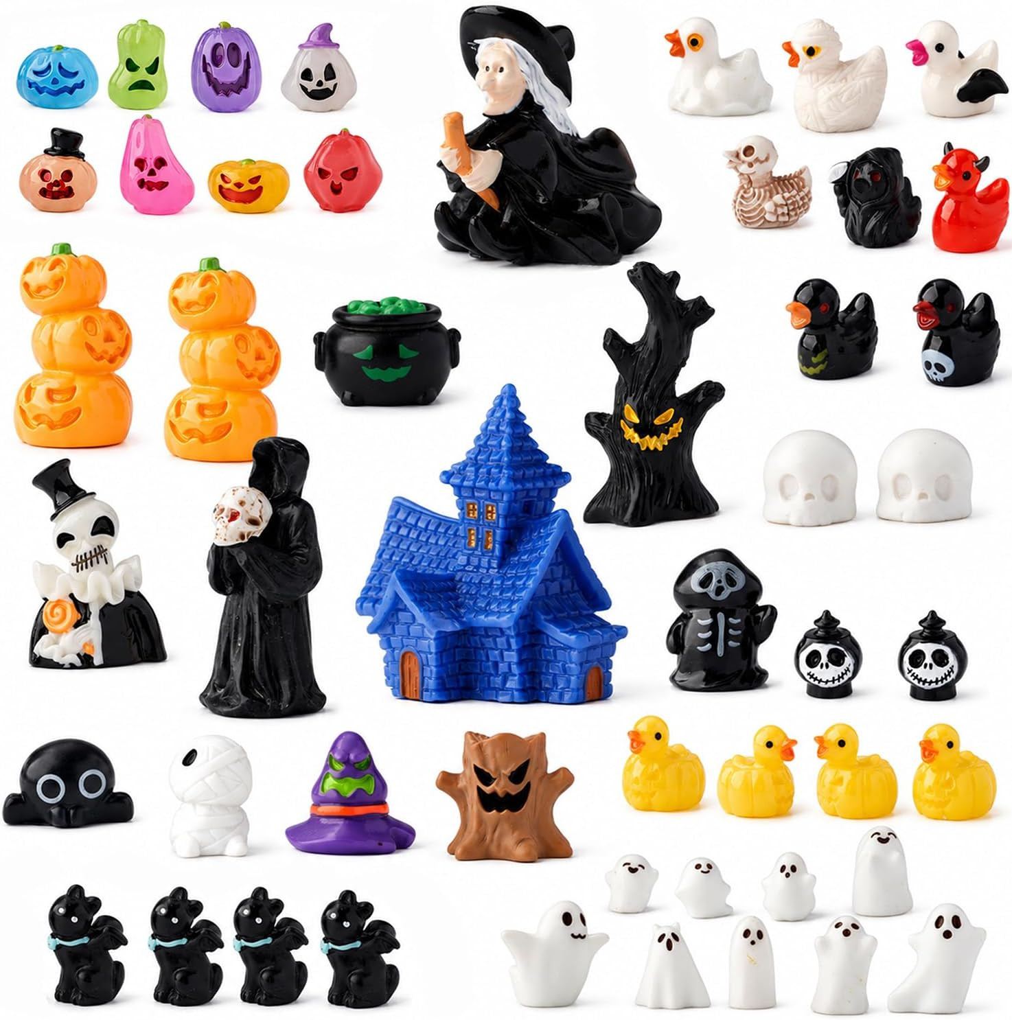 50Pcs Halloween Miniature Figurine Set, Spooky Mini Resin Decor | Variety Pack w