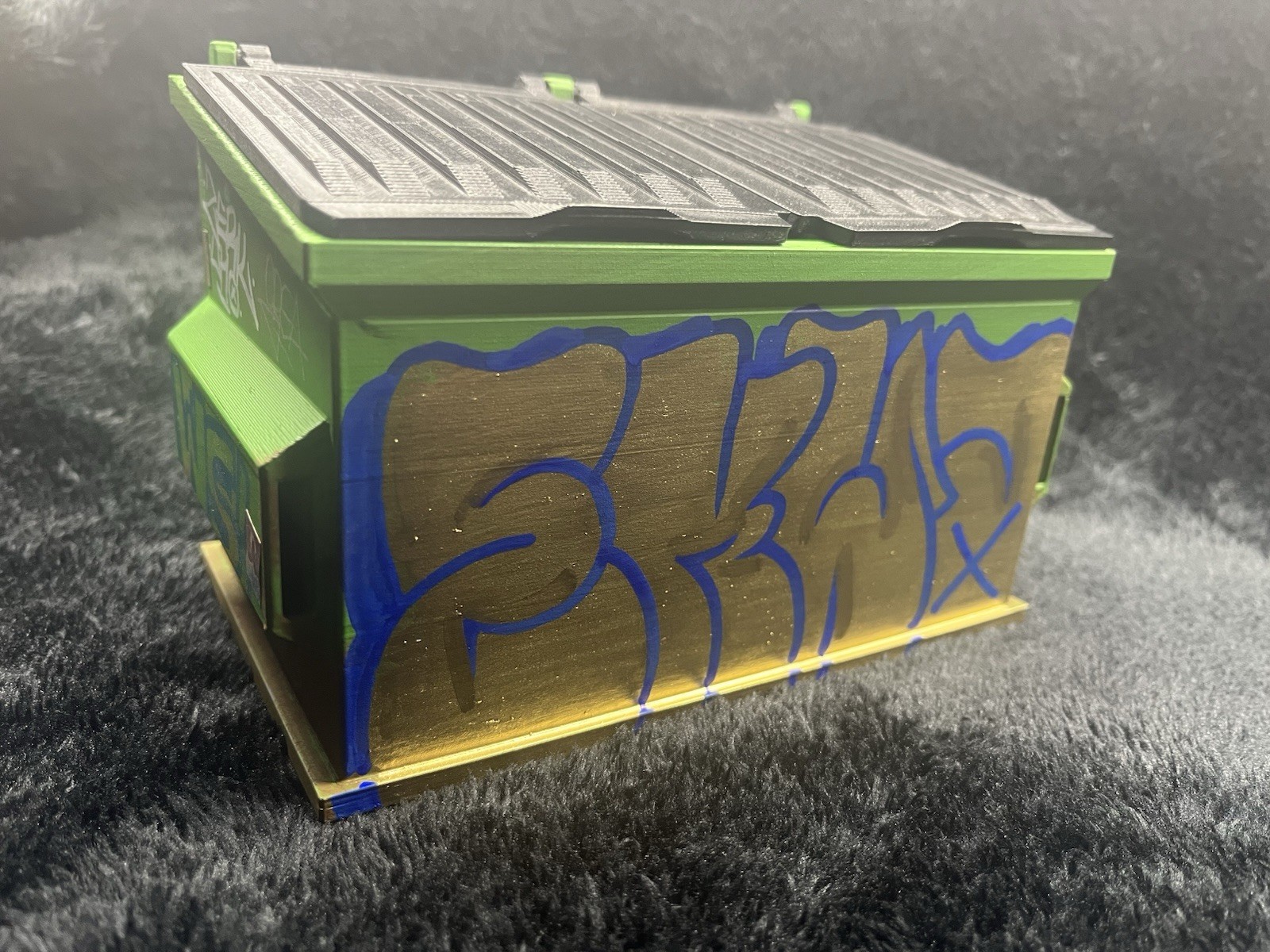 Graffiti Dumpster - Miniature Hand Painted - Marker Storage Holder -Desktop Art