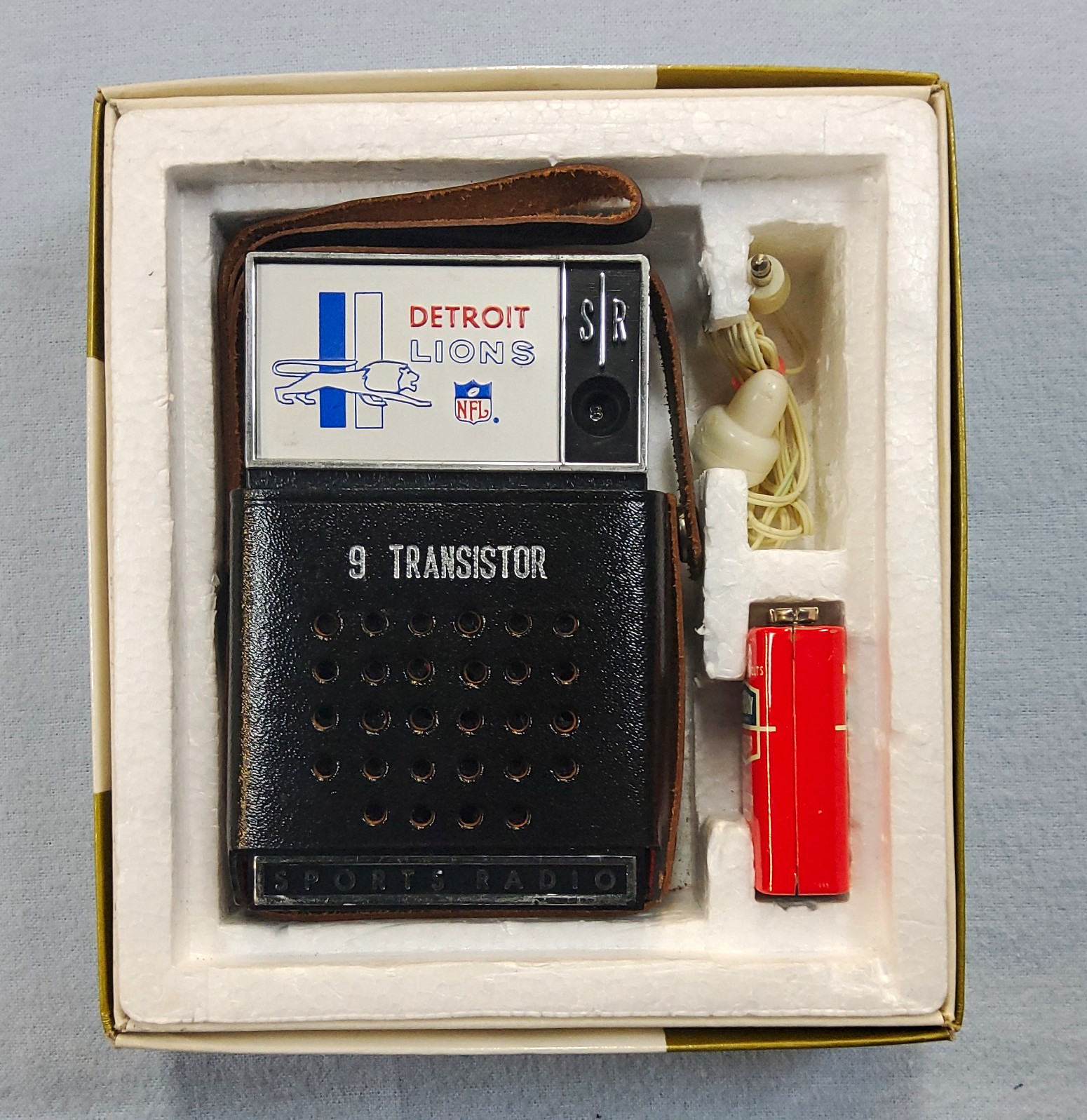 Vintage 60s Detroit Lions Twin Tuner AM Transistor Sports Radio See Description 