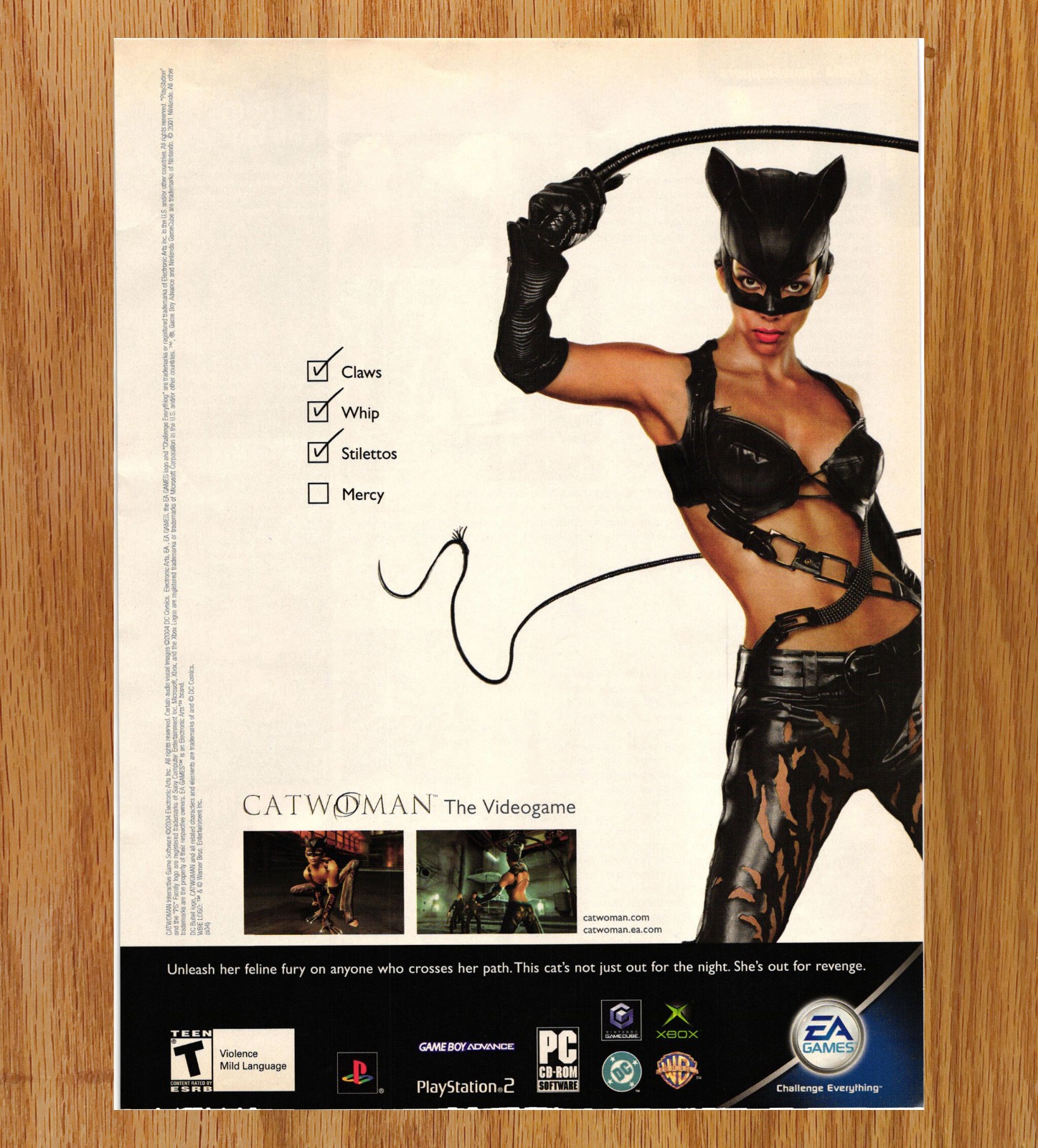 DC Cat Woman EA Games Claws Whip Stilettos - Video Game Print Ads Poster 2004