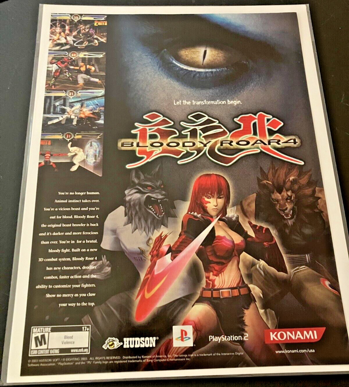 Bloody Roar 4 - Vintage Fighting Gaming Print Ad / Poster / Streamer Wall Art