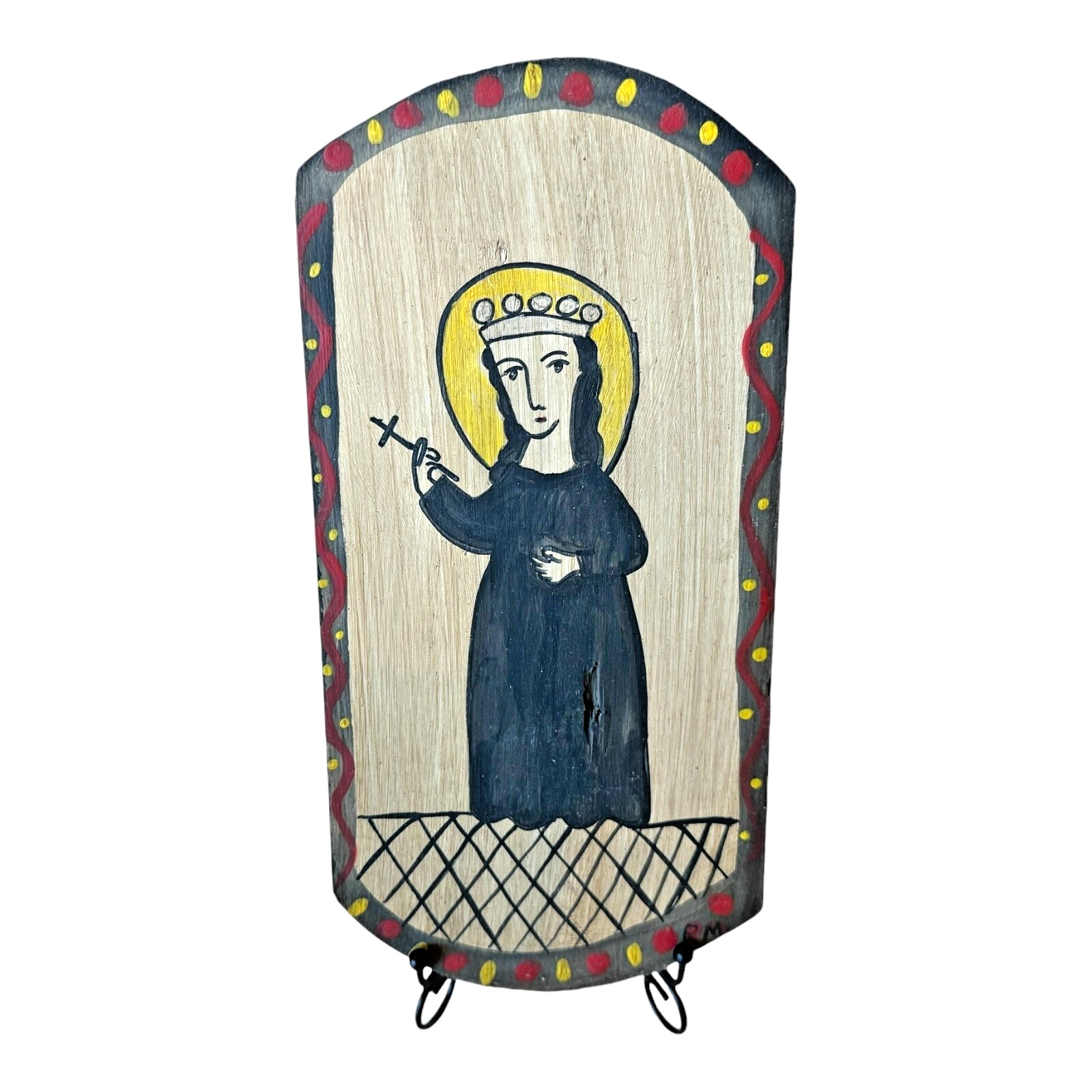 Vintage New Mexican Religious Folk Art Retablo Wall Hanging (Richard Montoya)