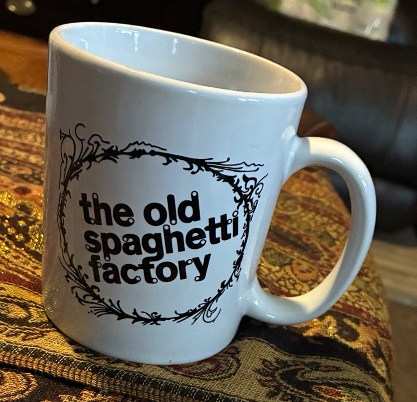 World Ultima The Old Spaghetti Factory White & Black Advertising Mug
