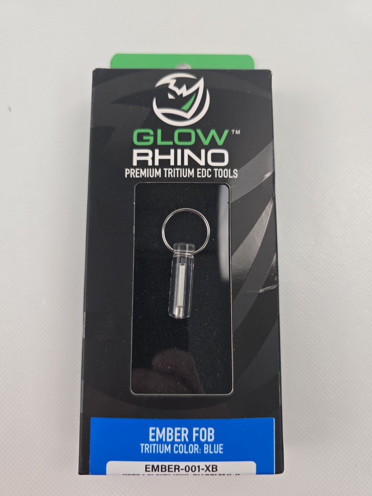 Glow Rhino Tritium Knurled Glow FOB - Blue  |Ember Fob-001-XB 