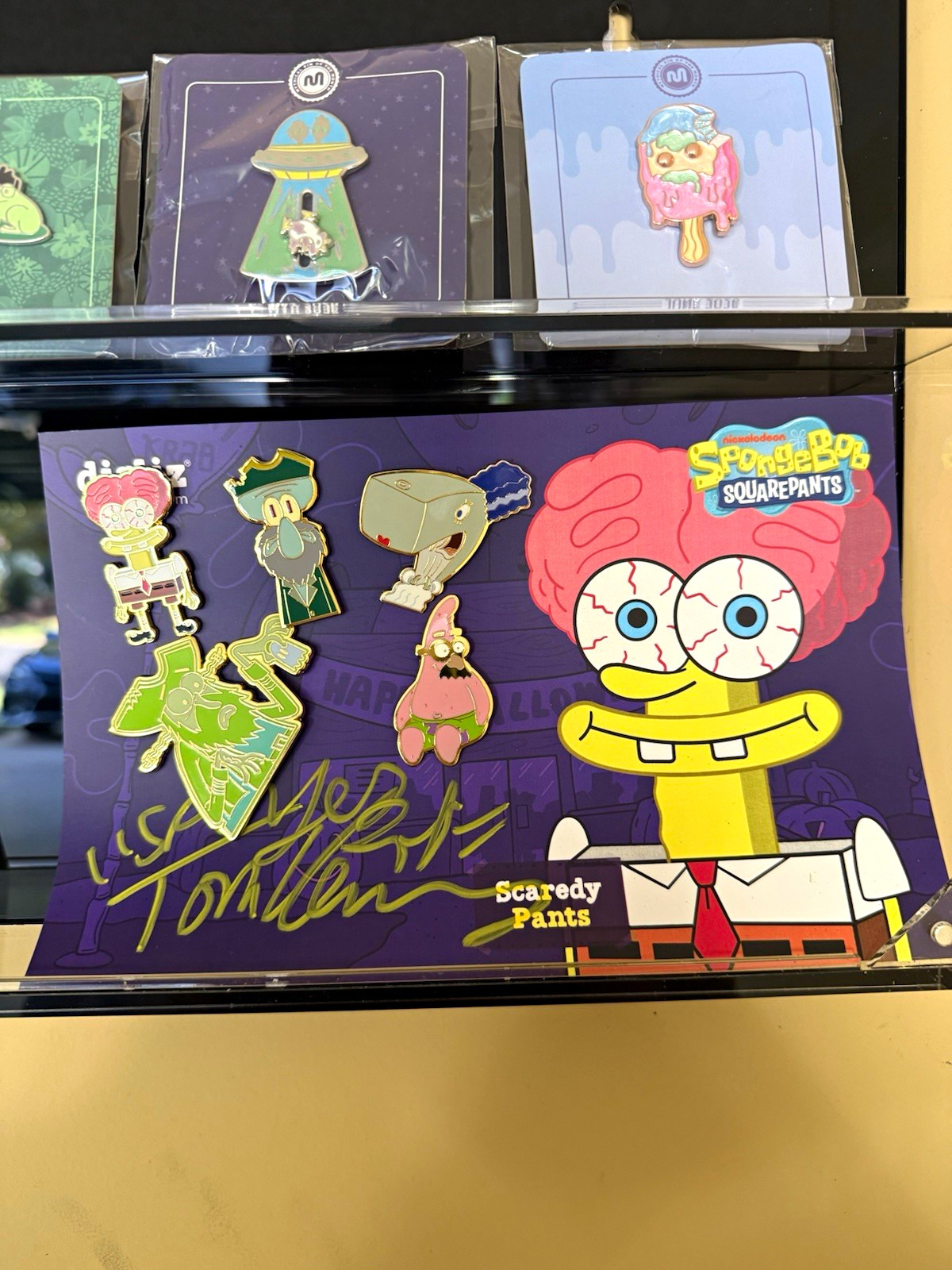 Nickelodeon SpongeBob SquarePants Scaredy Pants Pin Set Signed Tom Kenny