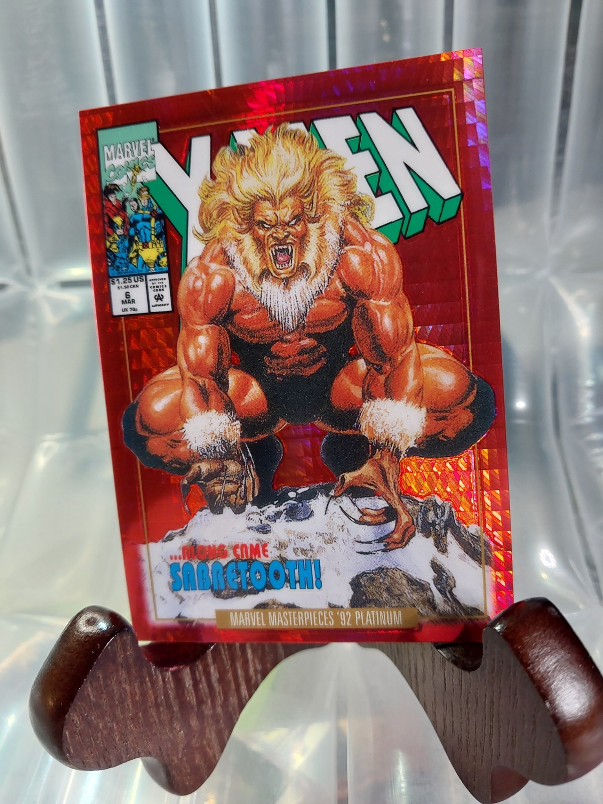 2024 UD Marvel Masterpieces \'92 Platinum 💥Sabretooth #78-V 💥Red Prism 216/292