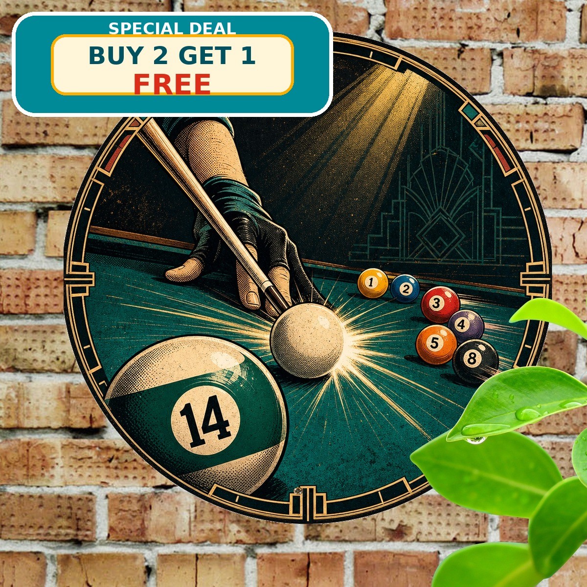 Retro Billiard Ball Pool Hall Aluminum Vintage Metal Tin Sign 8x8