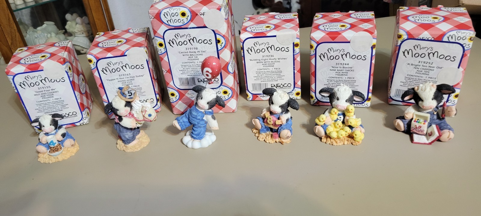 Enesco Mary's Moo Moos Collectible Resin Cow Figurines with Original Boxes