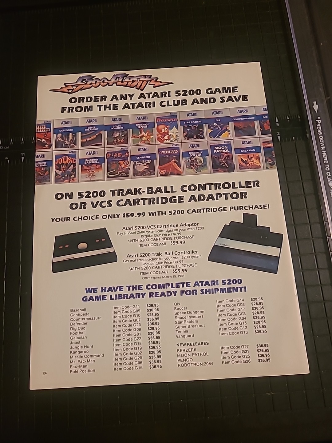 Atari 5200 Trak-ball Controller 8x11 Print Ad 1980s
