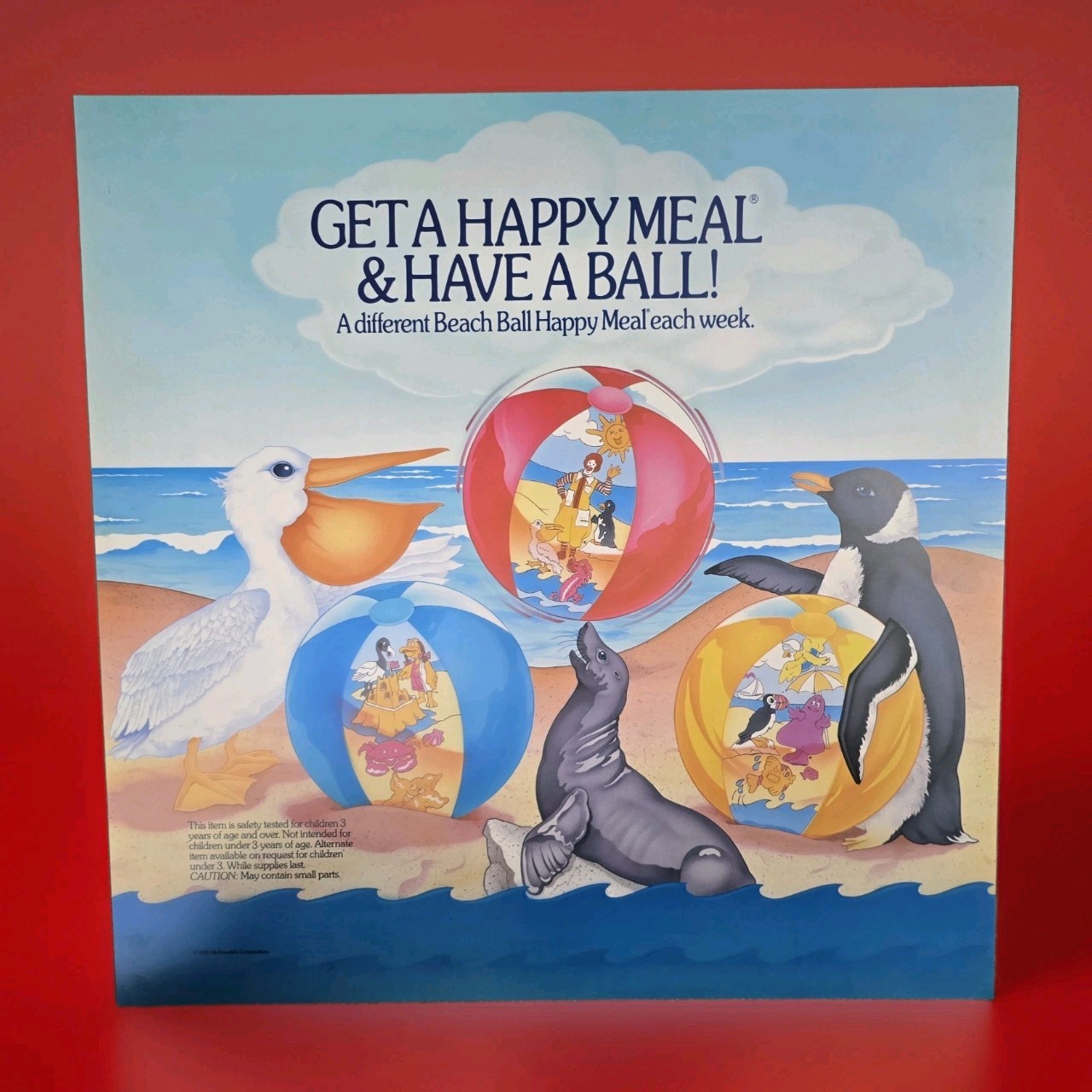 1986 McDonald’s translite sign GET A HAPPY MEAL & HAVE A BALL 21.75\