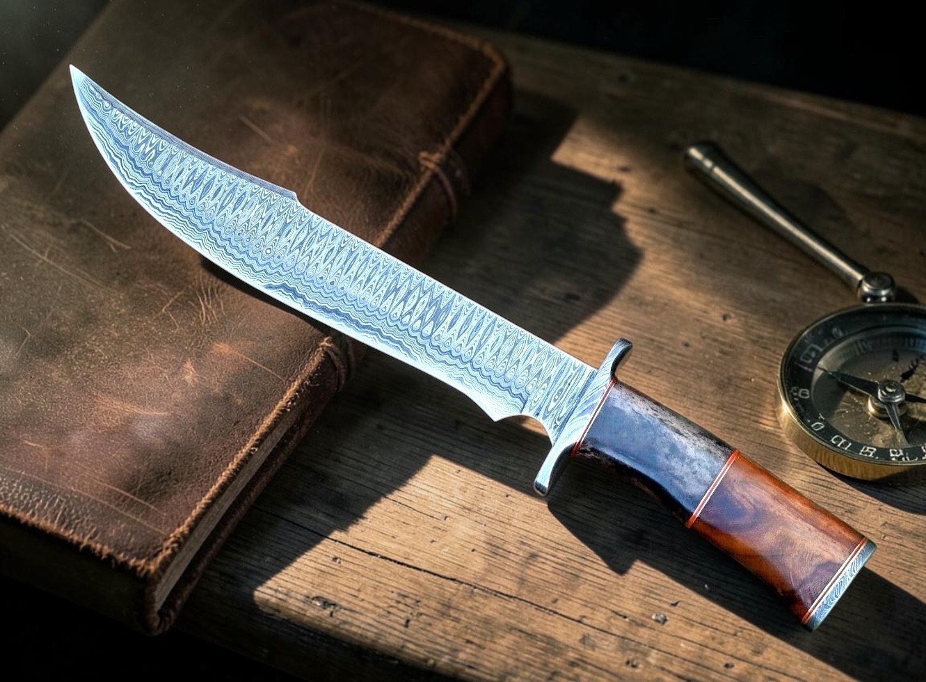 Custom Handmade Damascus Steel 15 Inches Bowie Knife - Hunting Knife