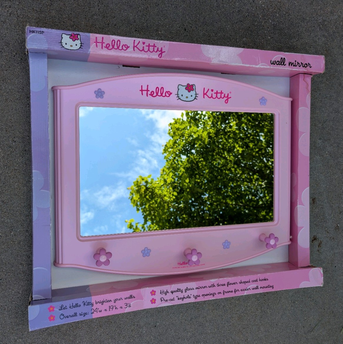 *NEW IN BOX* Sanrio 2001 Hello Kitty PINK Wall-Mounted Mirror Vintage '01 Y2K
