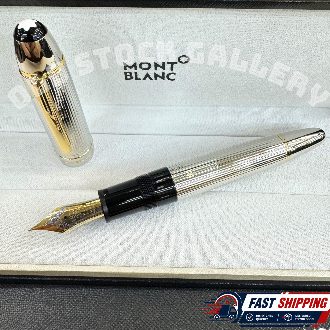 Montblanc Meisterstuck Fountain Pen 149 Solitaire Silver Barley Gift Set Rare
