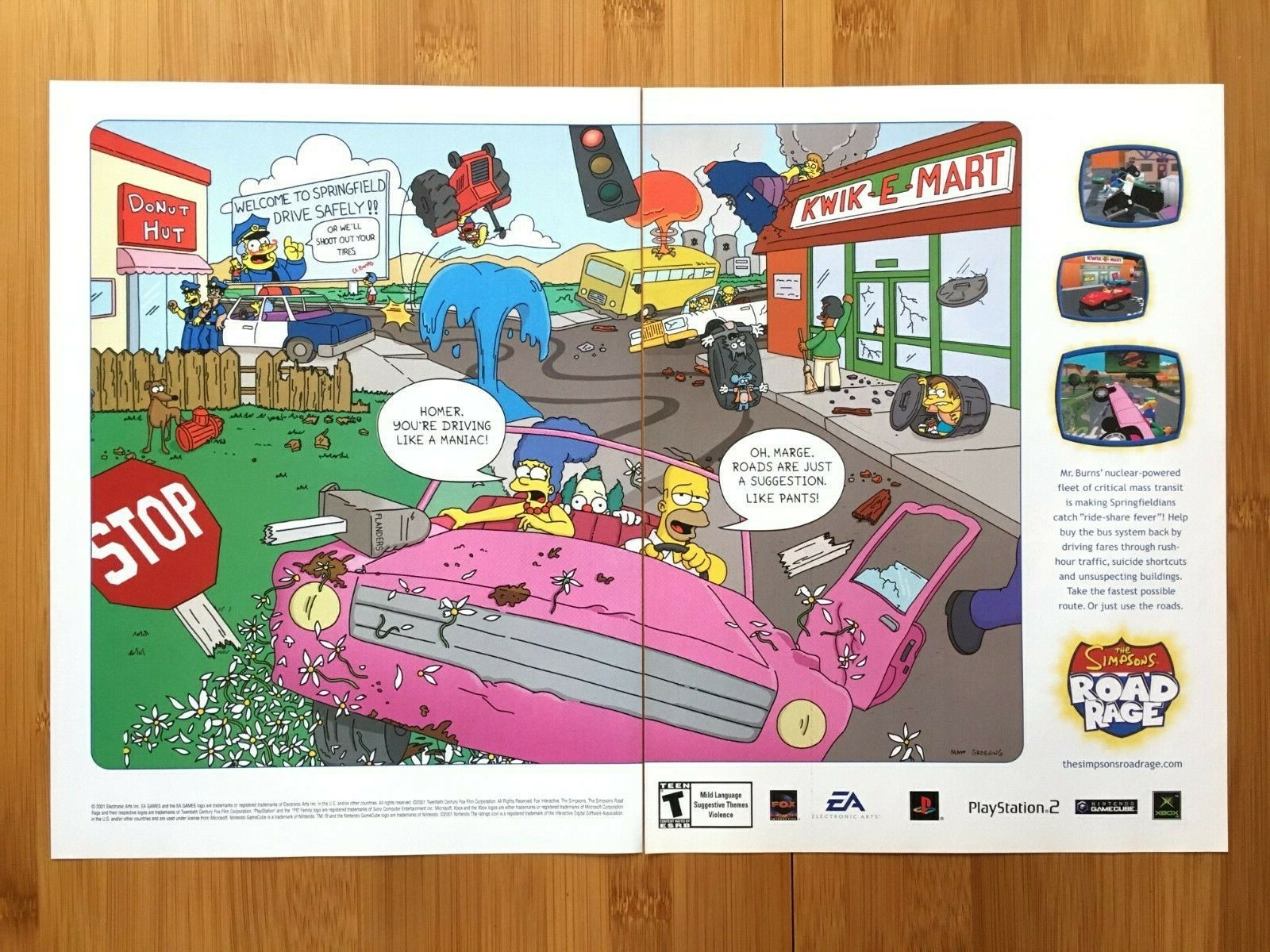 2001 Simpsons Road Rage PS2 Xbox Gamecube Print Ad/Poster Official Promo Pop Art