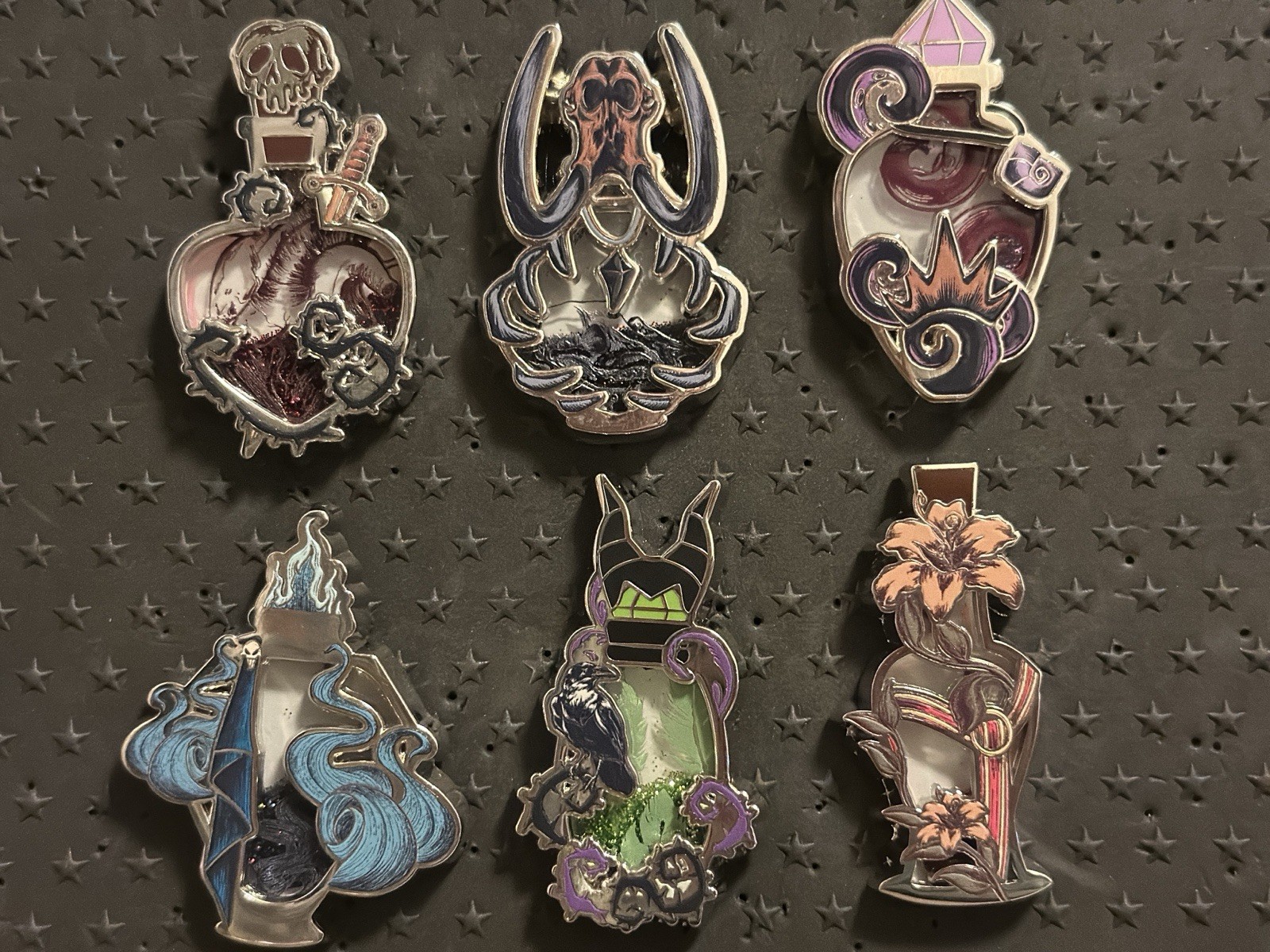 Disney Villains Potion Bottle Liquid Glitter Blind Box Enamel Pin - Full Set 6