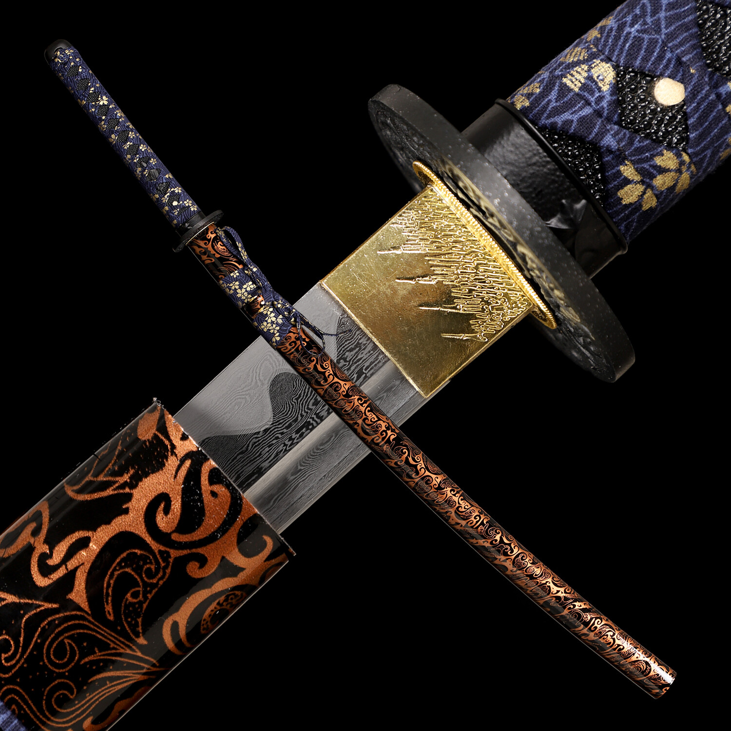 41'' Handmade Blade Sharp Katana Japanese Samurai Sword Damascus Folded Steel