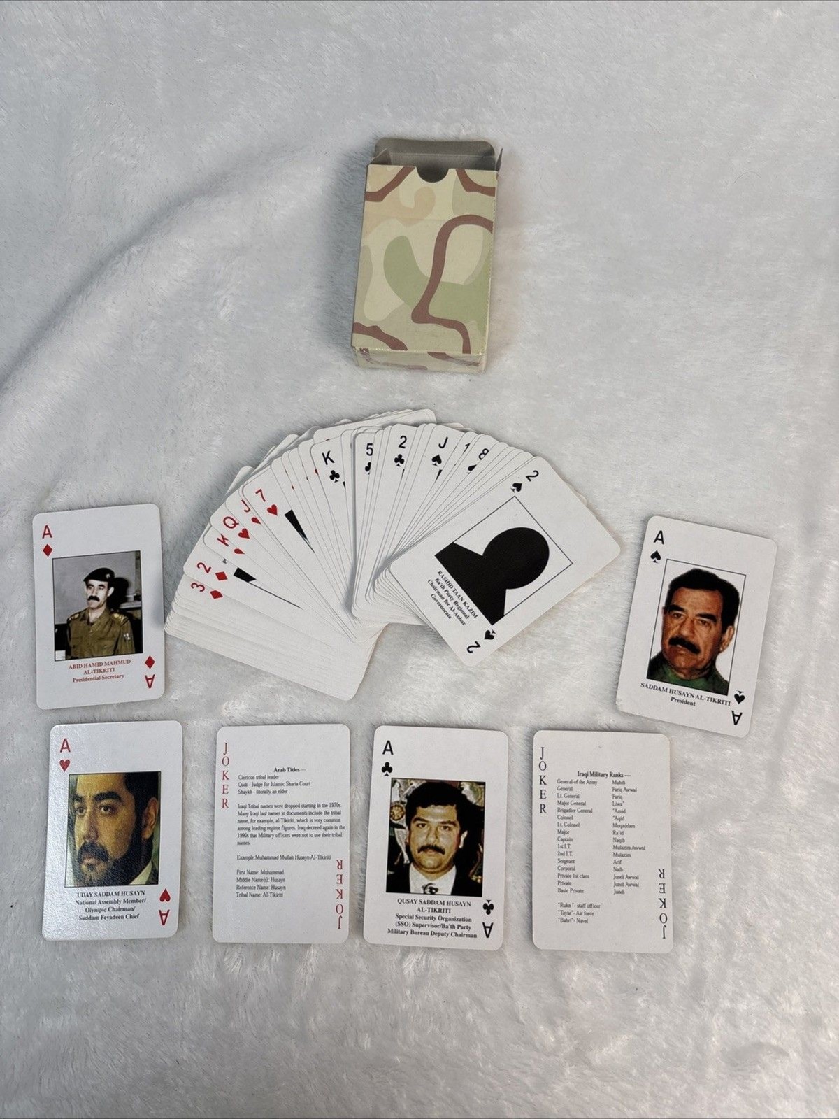 2003 Hoyle Iraq War Most Wanted Playing Cards Military Issue Saddam Hussein NEW