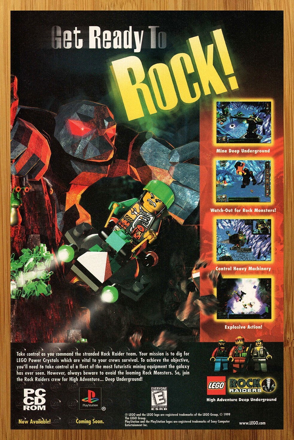 1999 LEGO Rock Raiders Playstation PS1 PC Print Ad/Poster Toys Figures Game Art