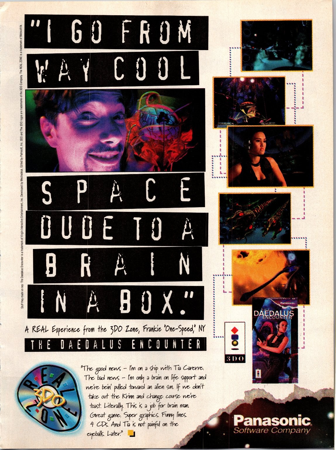 Panasonic 3DO Daedalus Encounter Magazine Ad 1995 Vintage Tia Carrere Game