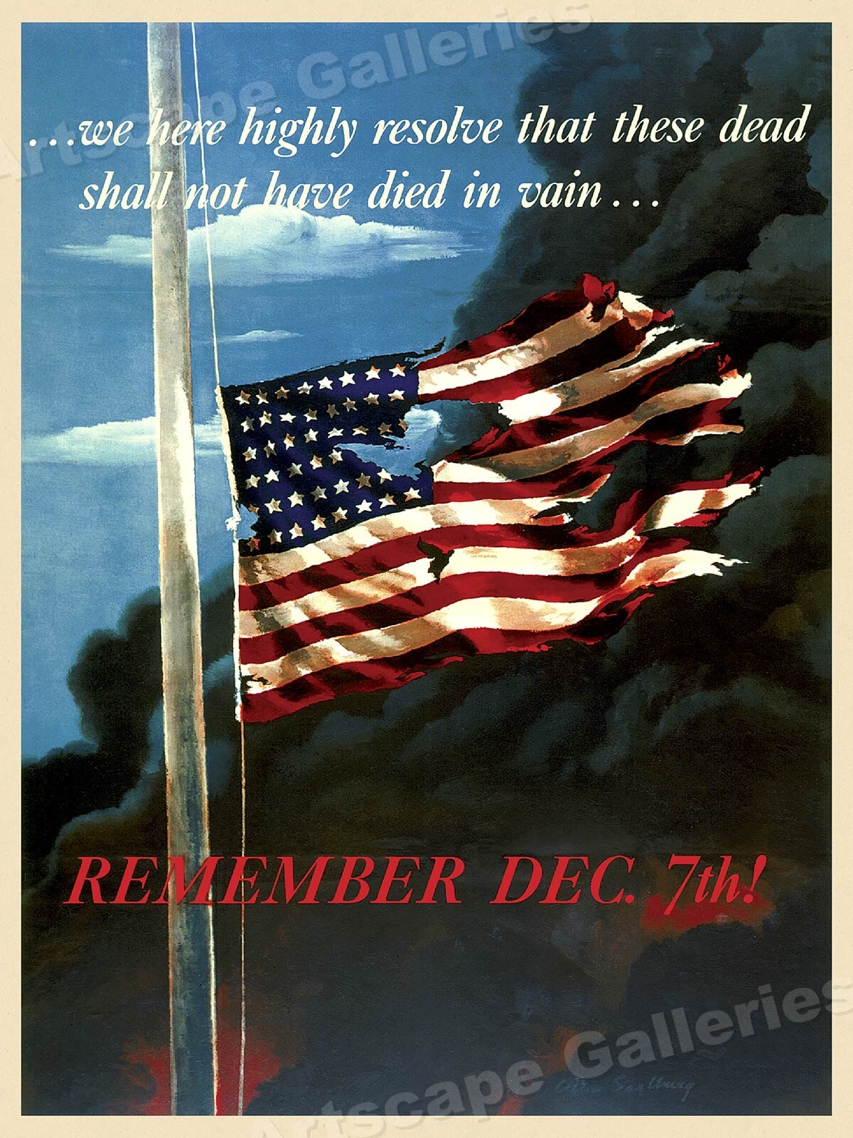 Remember Dec 7th 1942 Vintage Style WW2 Pearl Harbor Poster - 18x24