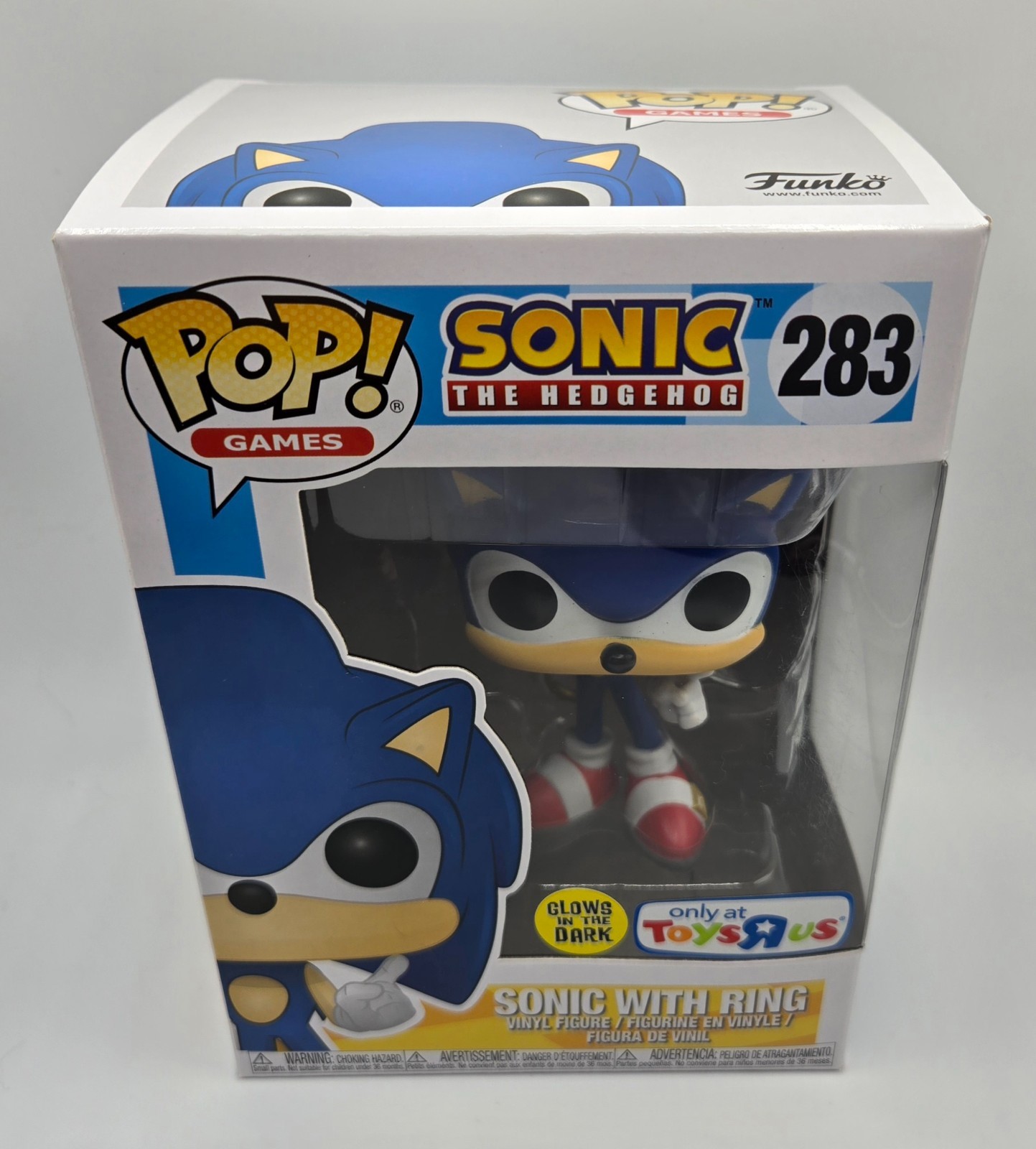 Funko Pop Sonic With Ring 283 Glow in the Dark Toys R Us Exclusive Hedgehog