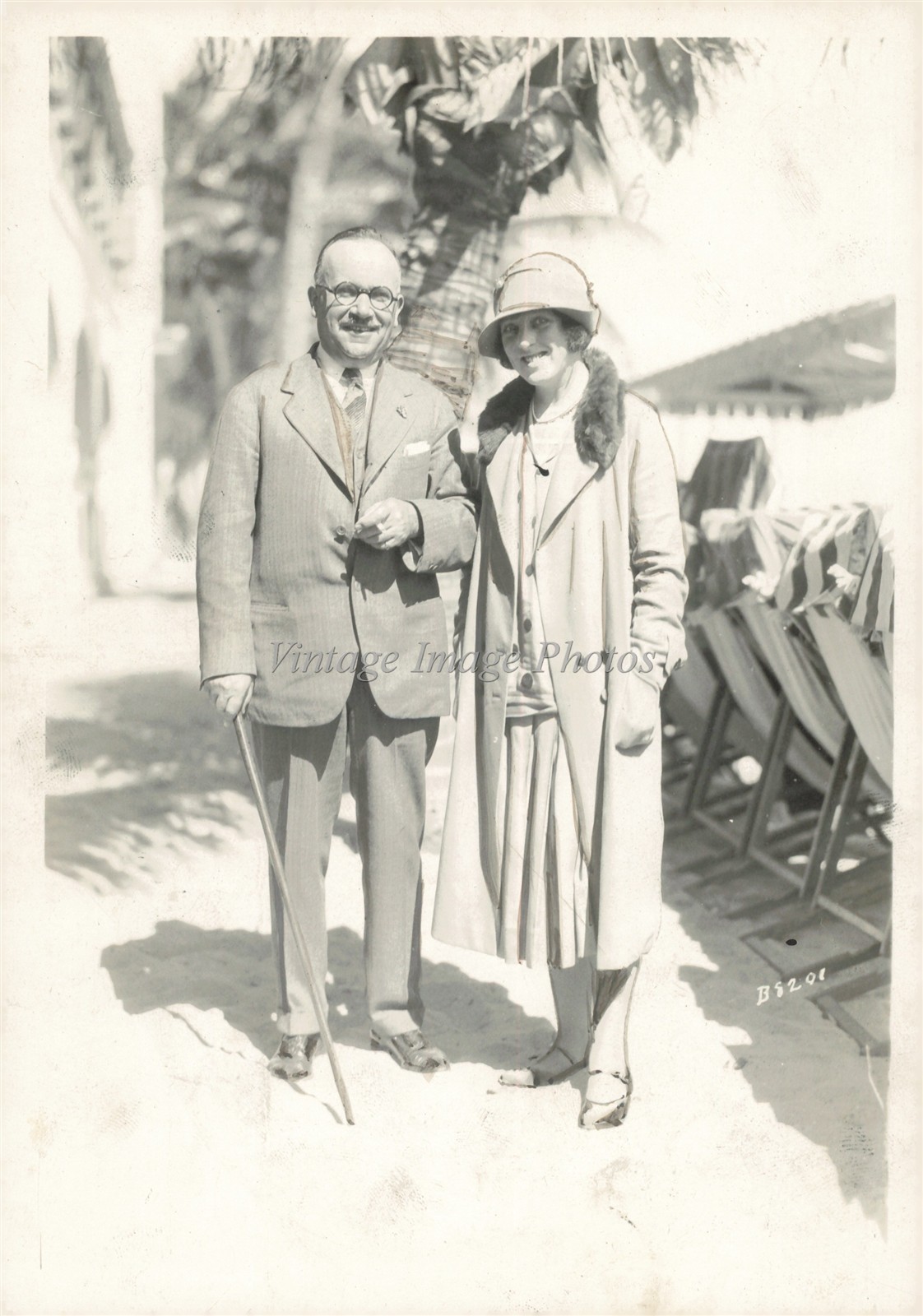 1926 Mrs EF Coulon Boston MA First Visit Miami FL Beautiful Woman Palm Photo