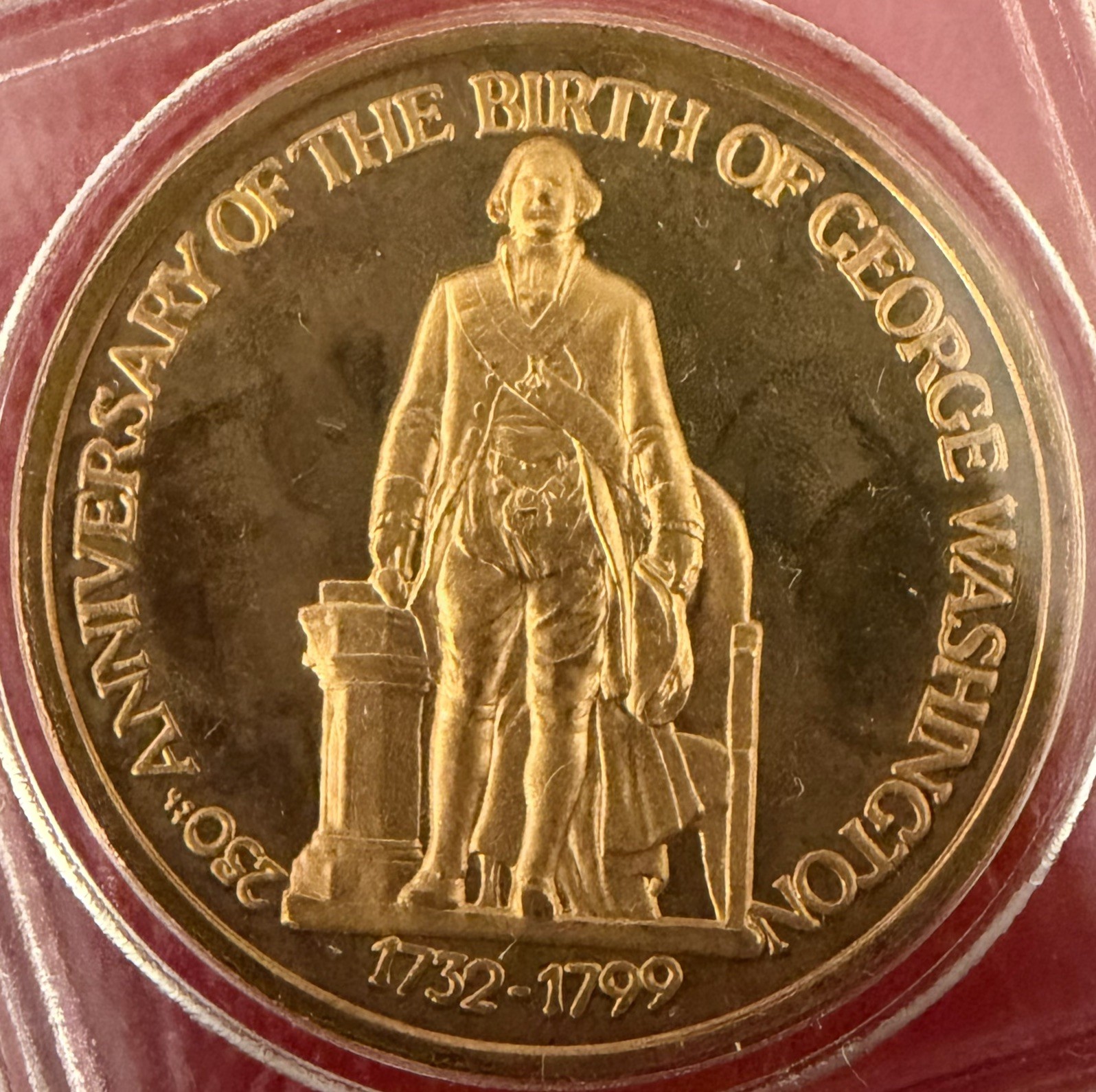 George Washington Masonic Bronze Coin: 1982-1983 PA Grand Lodge w/2