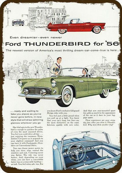 1956 FORD THUNDERBIRD Convertible Car Vintage-Look DECORATIVE REPLICA METAL SIGN