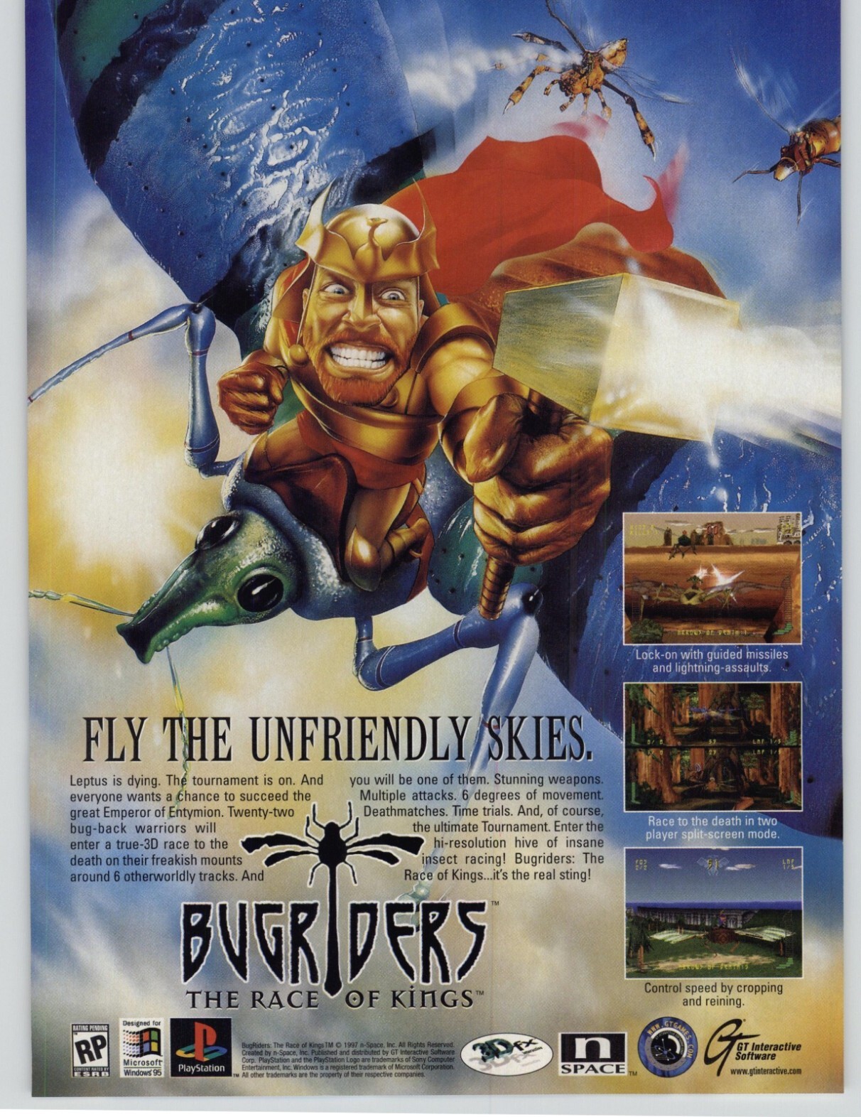 Bugriders The Race Of Kings PS1 Video Game Art 1997 Vintage Print Ad/Poster