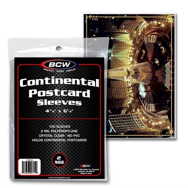 Pack / 100 BCW Continental Postcard Soft Poly Sleeves 4 3/8x6 archival protector