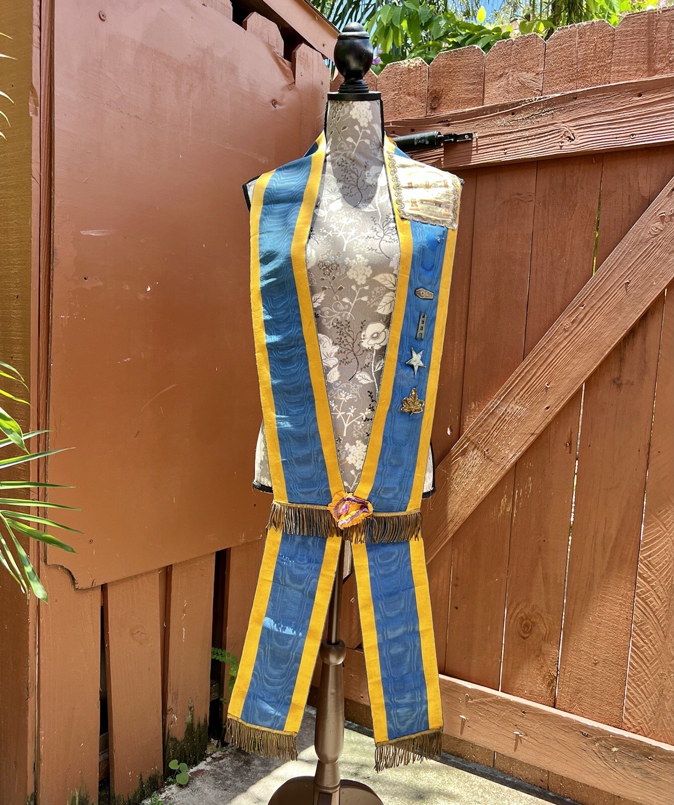 Antique Loyal Orange Lodge Masonic Sash Ornate Ritual Emblems Coffin Star Ladder