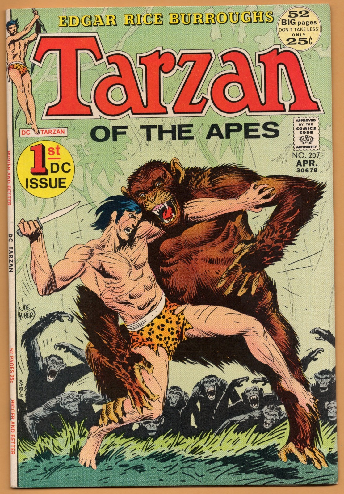 TARZAN #207  9.0  VERY FINE / NEAR MINT      JOE KUBERT COVER   JOHN CARTER